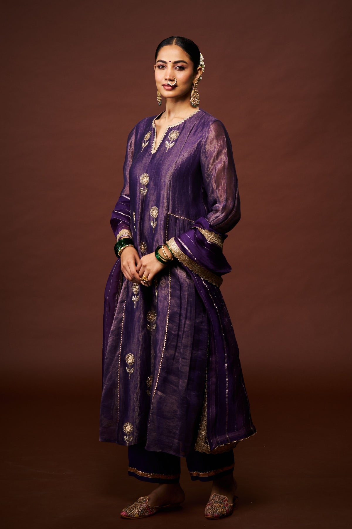 Purple Tissue Chanderi Yasmeen Set