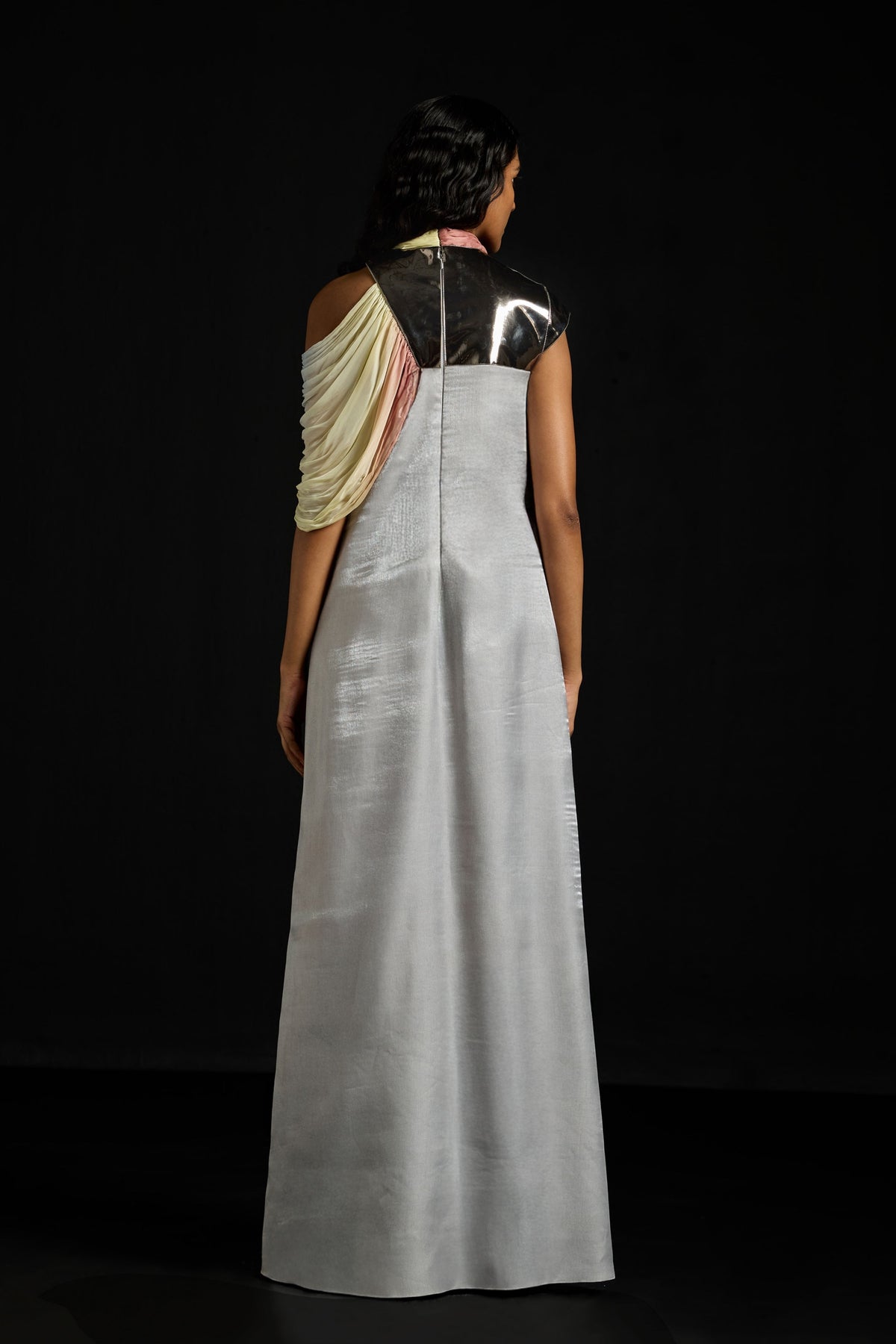 Metallic Plate Draped Kaftan