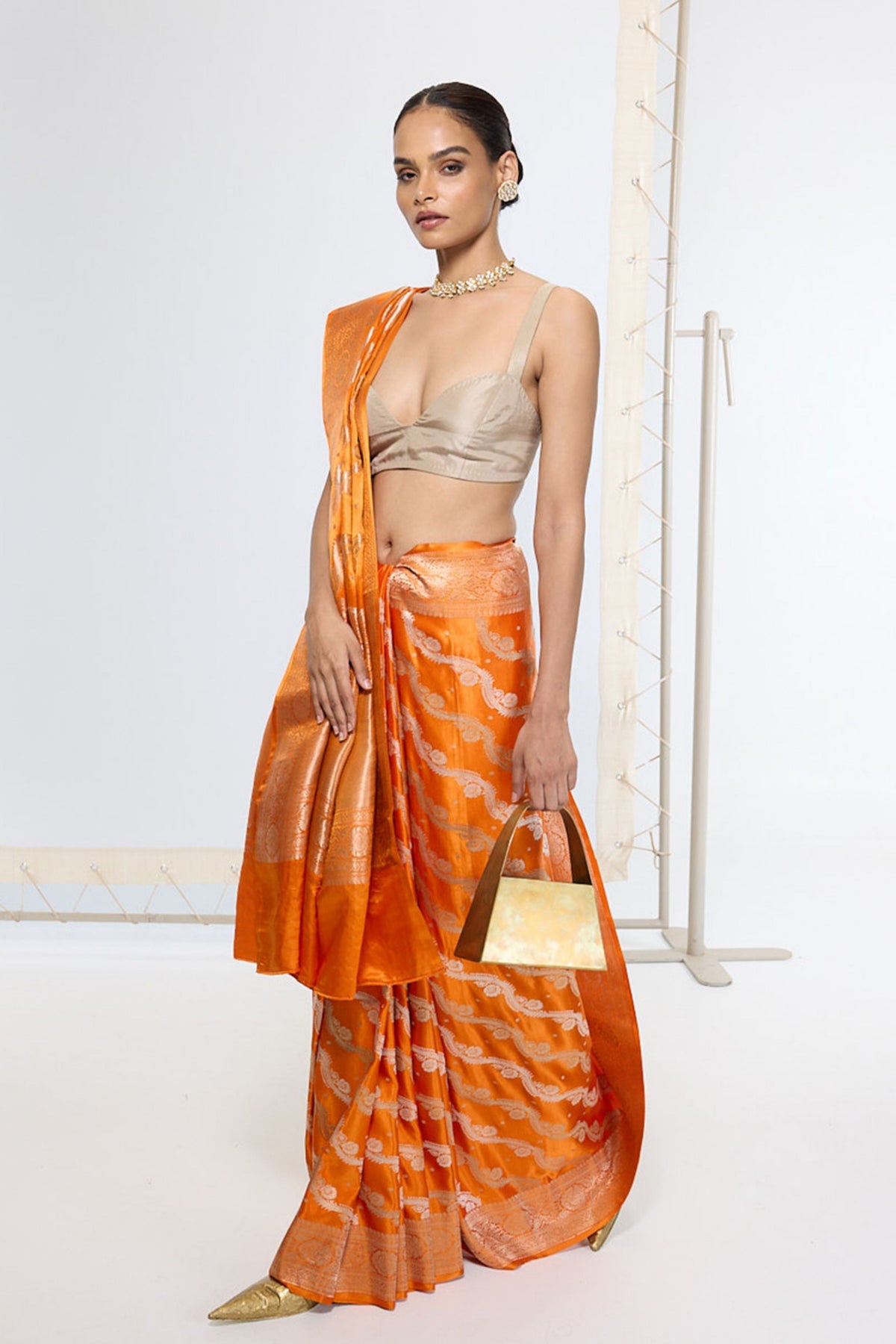 Handwoven Burnt Orange Banarasi Saree