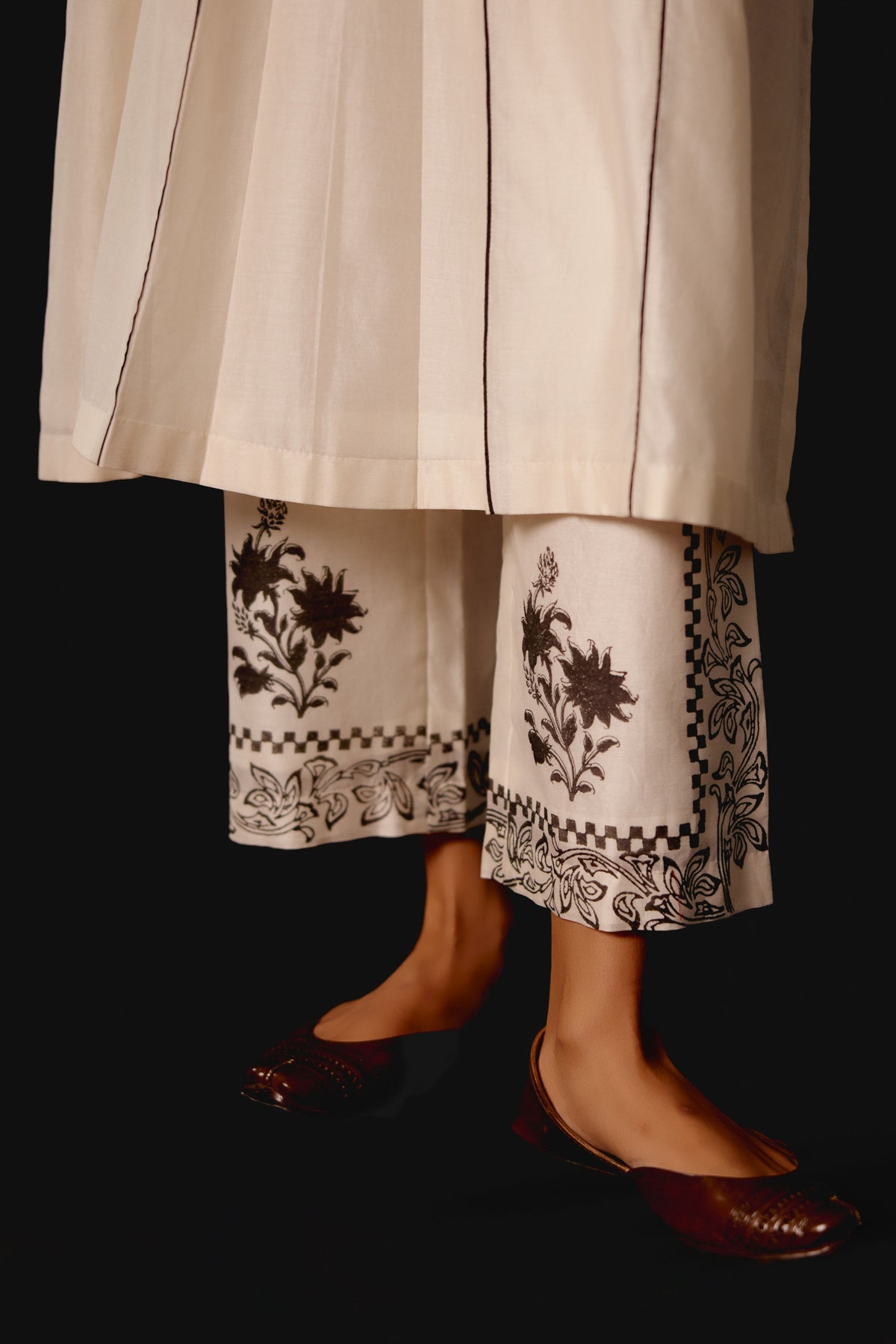 Ivory Embroidered Chanderi Kurta Set
