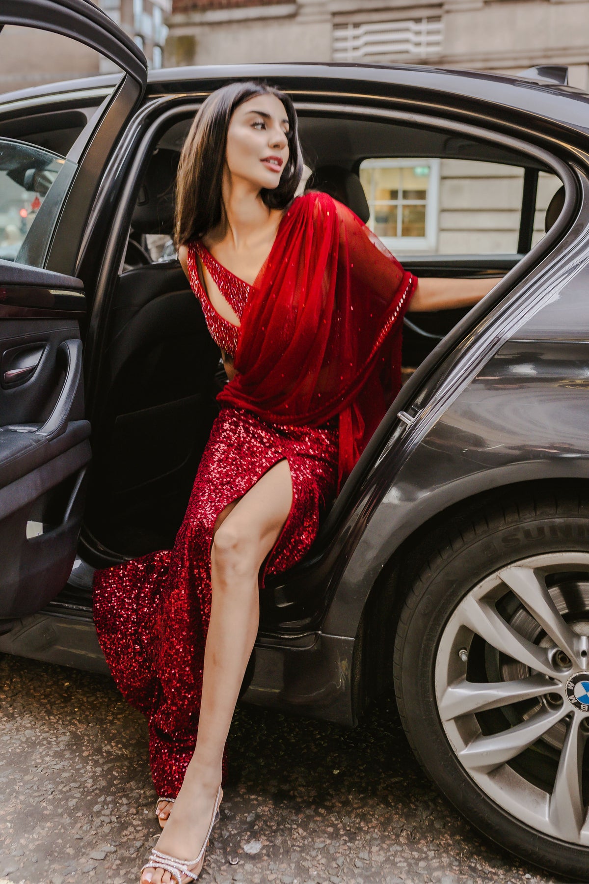 Crimson Red Drape Saree