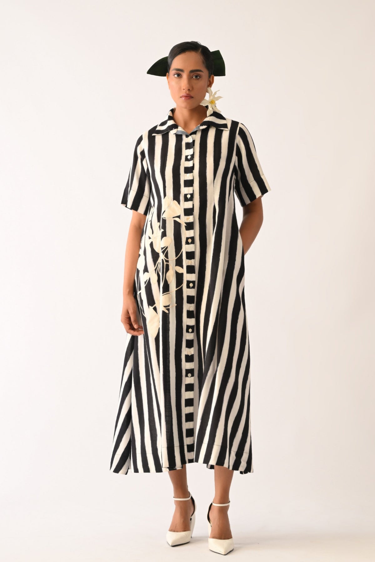 Revolt Full Placket Applique Dress
