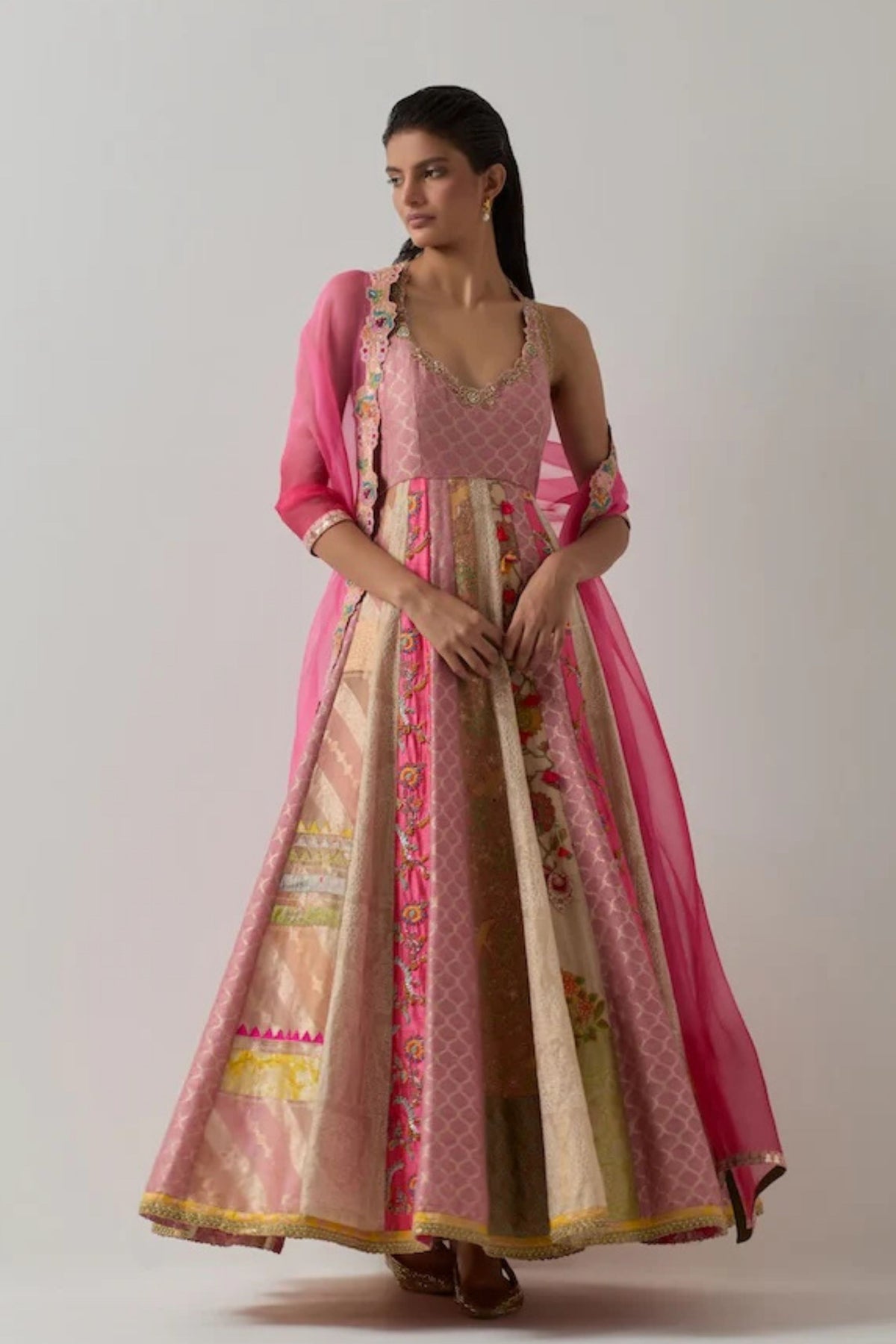 Pink Embellished Anarkali Set