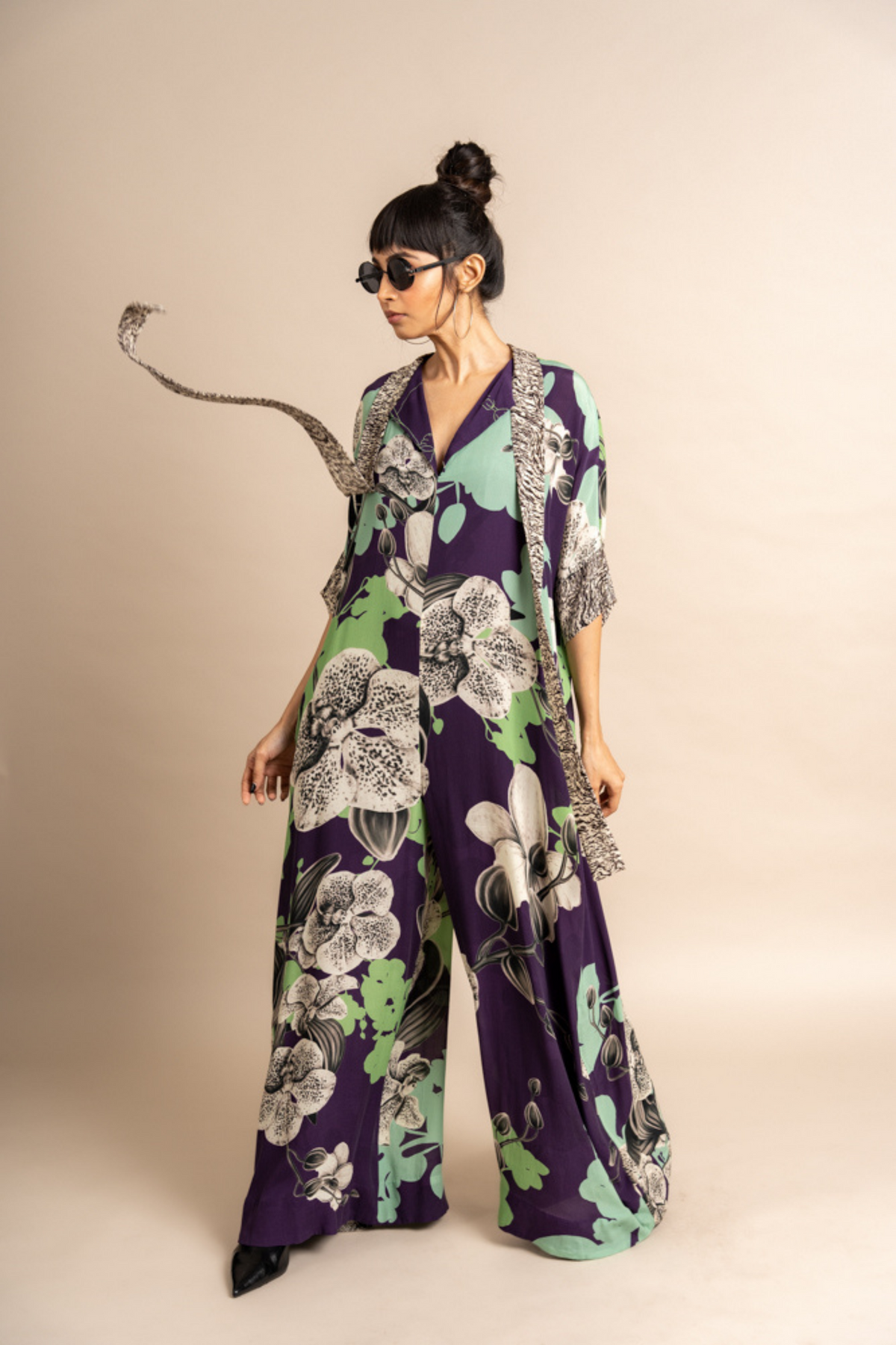 Aubergine Print Kaftan Jumpsuit