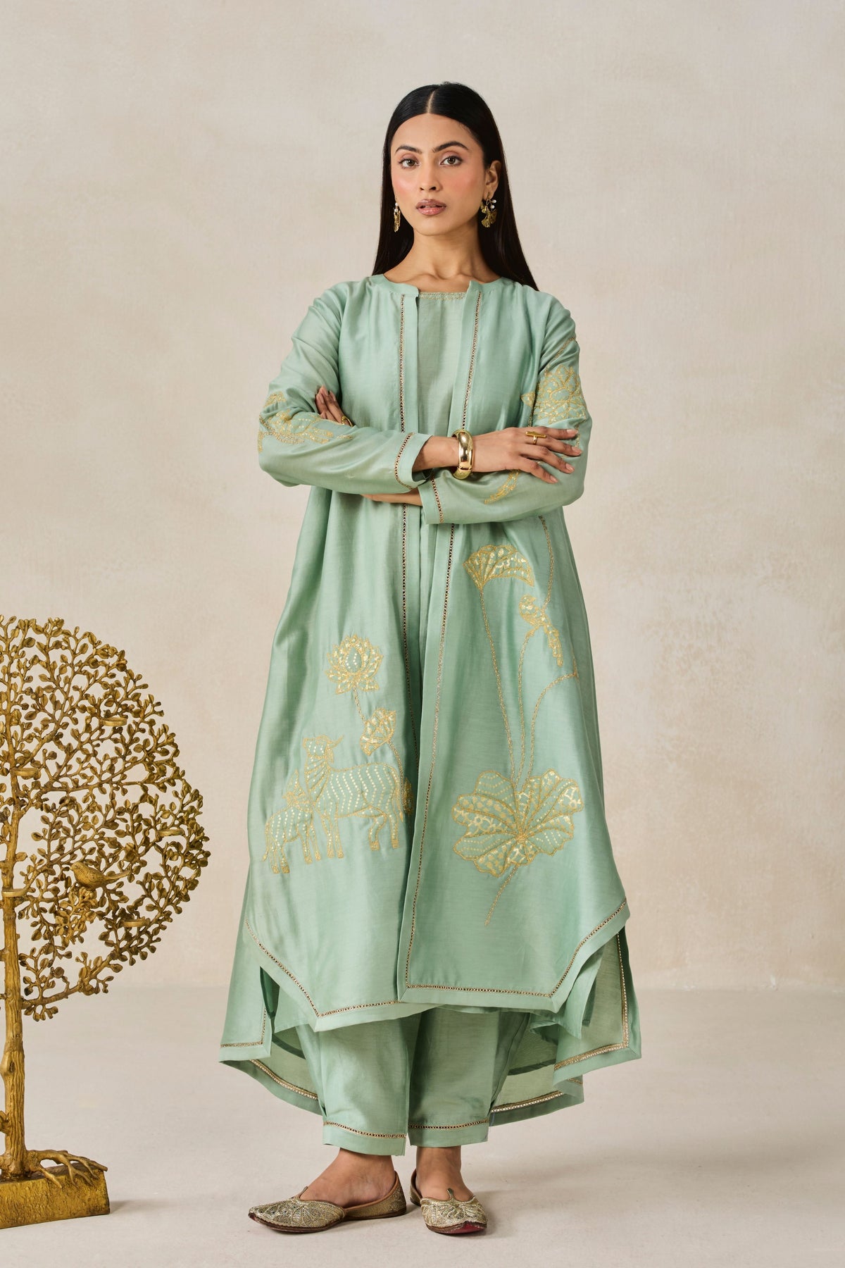 Green Jacket Kurta Set