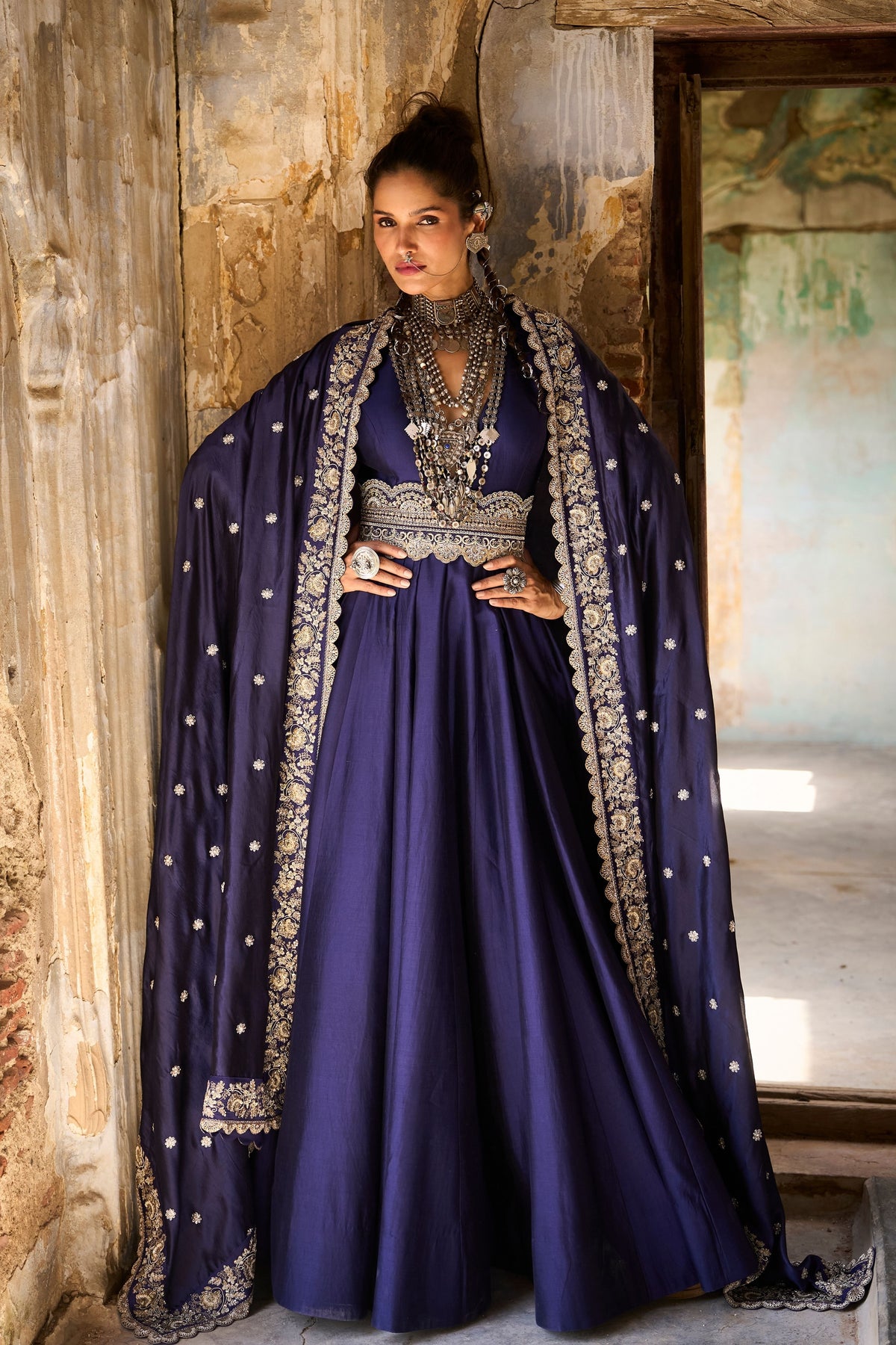 Embroidered Purple Anarkali Set