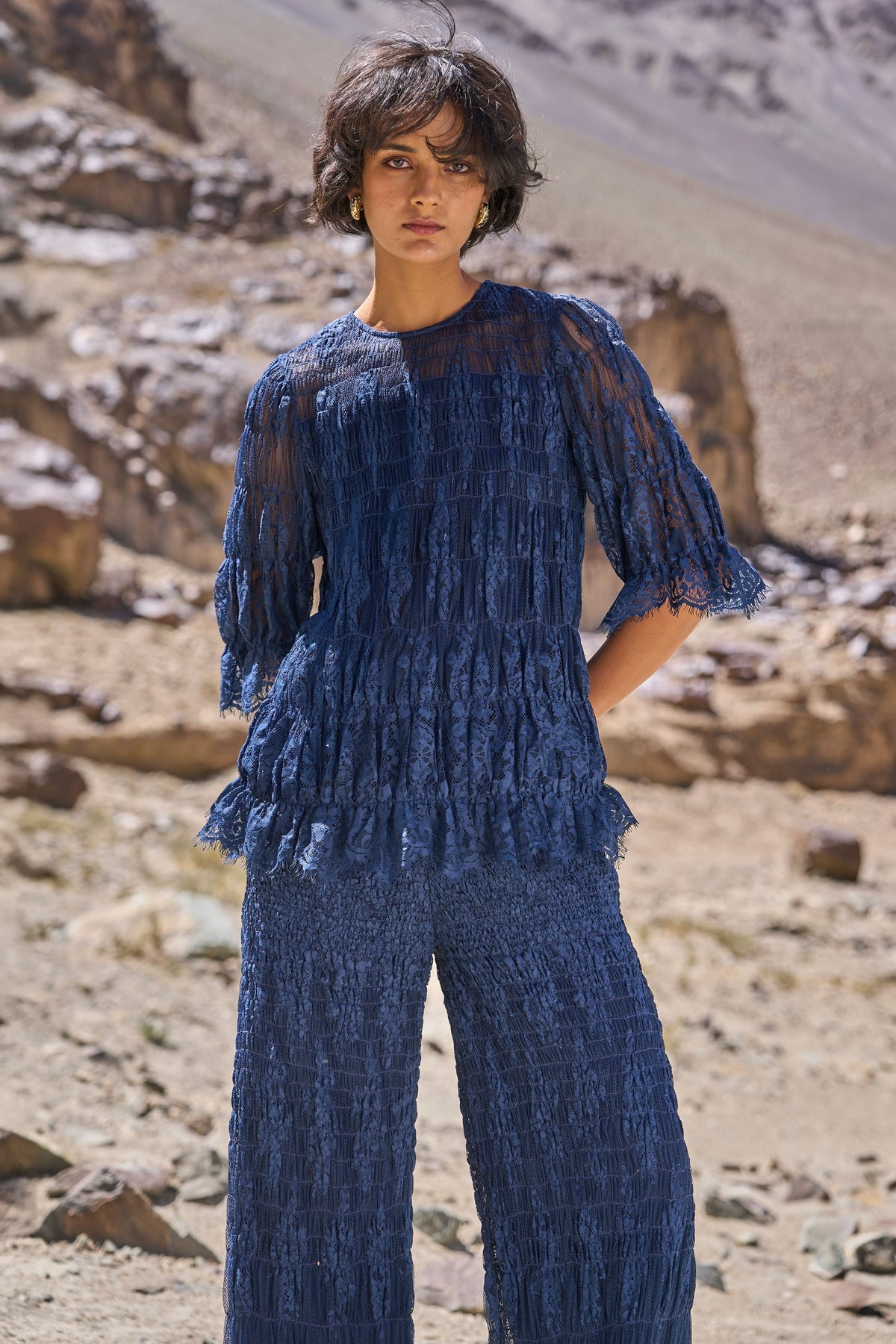 Allover Ruched Pant Set