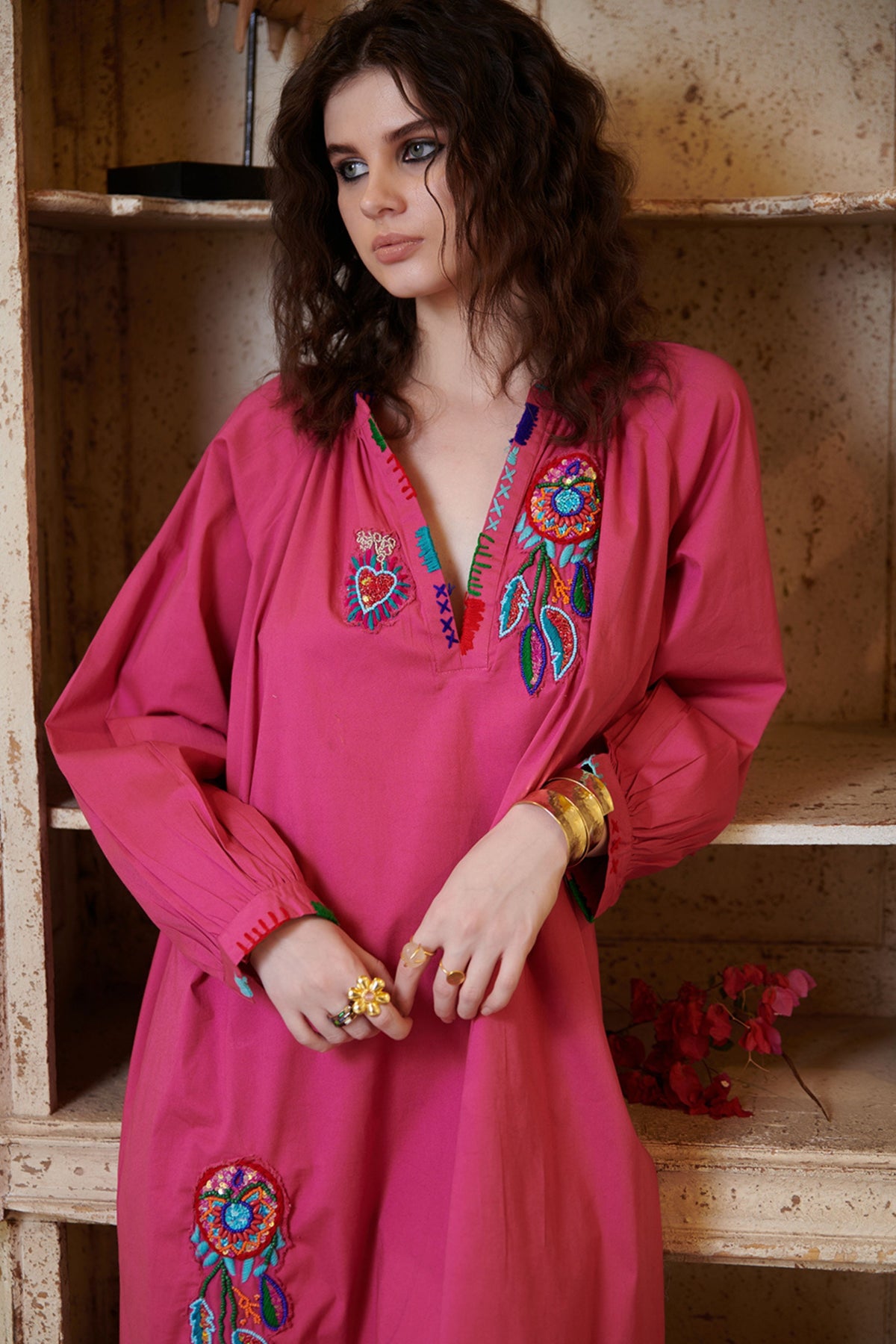 Fuchia Pink Mini Straight Dress