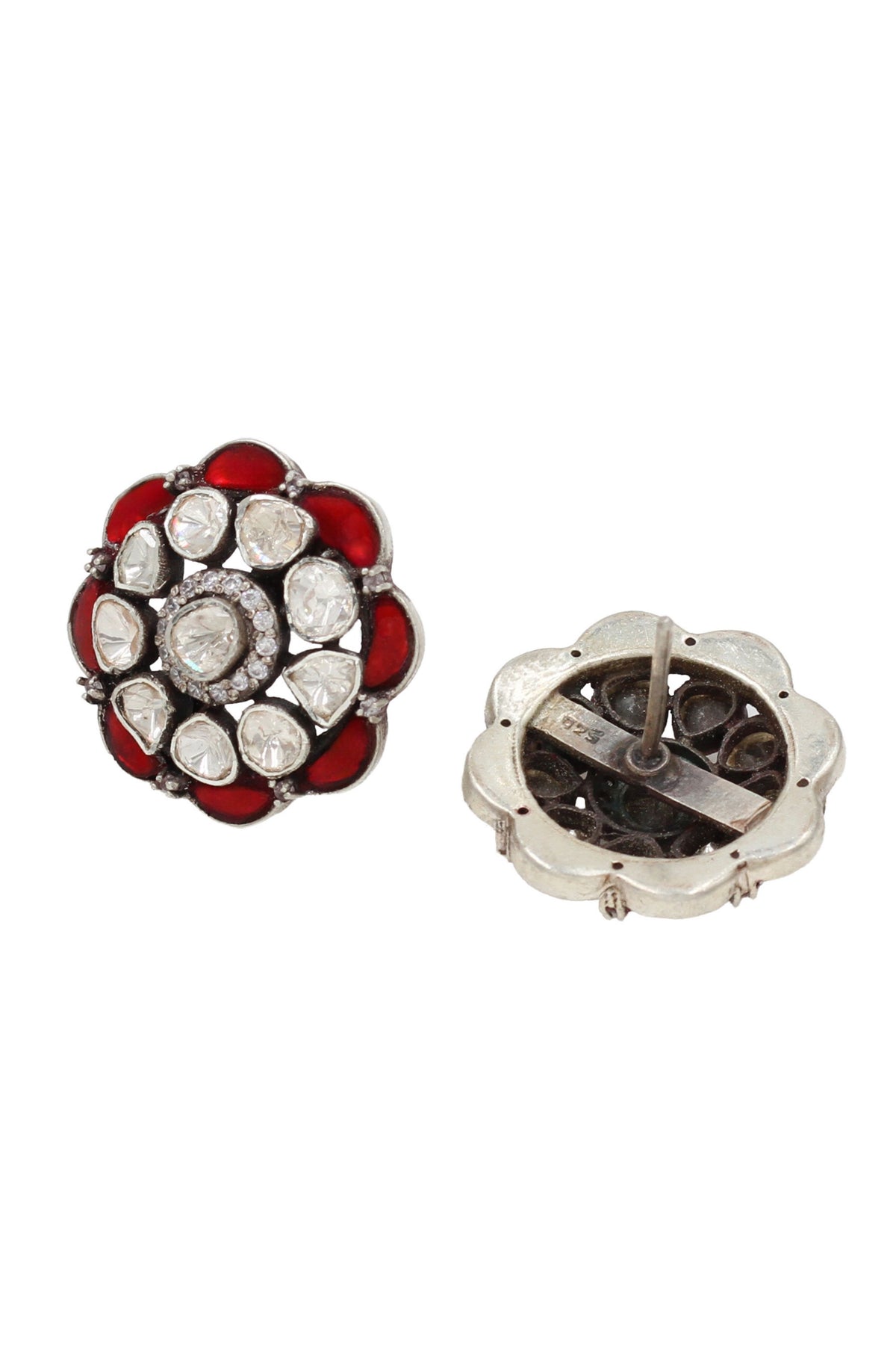 Silver Earrings in Red