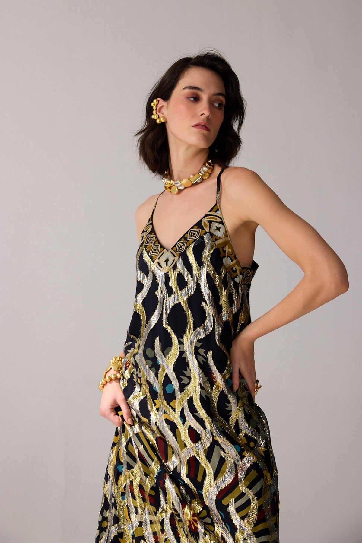 Romi Beaded Lurex Dres