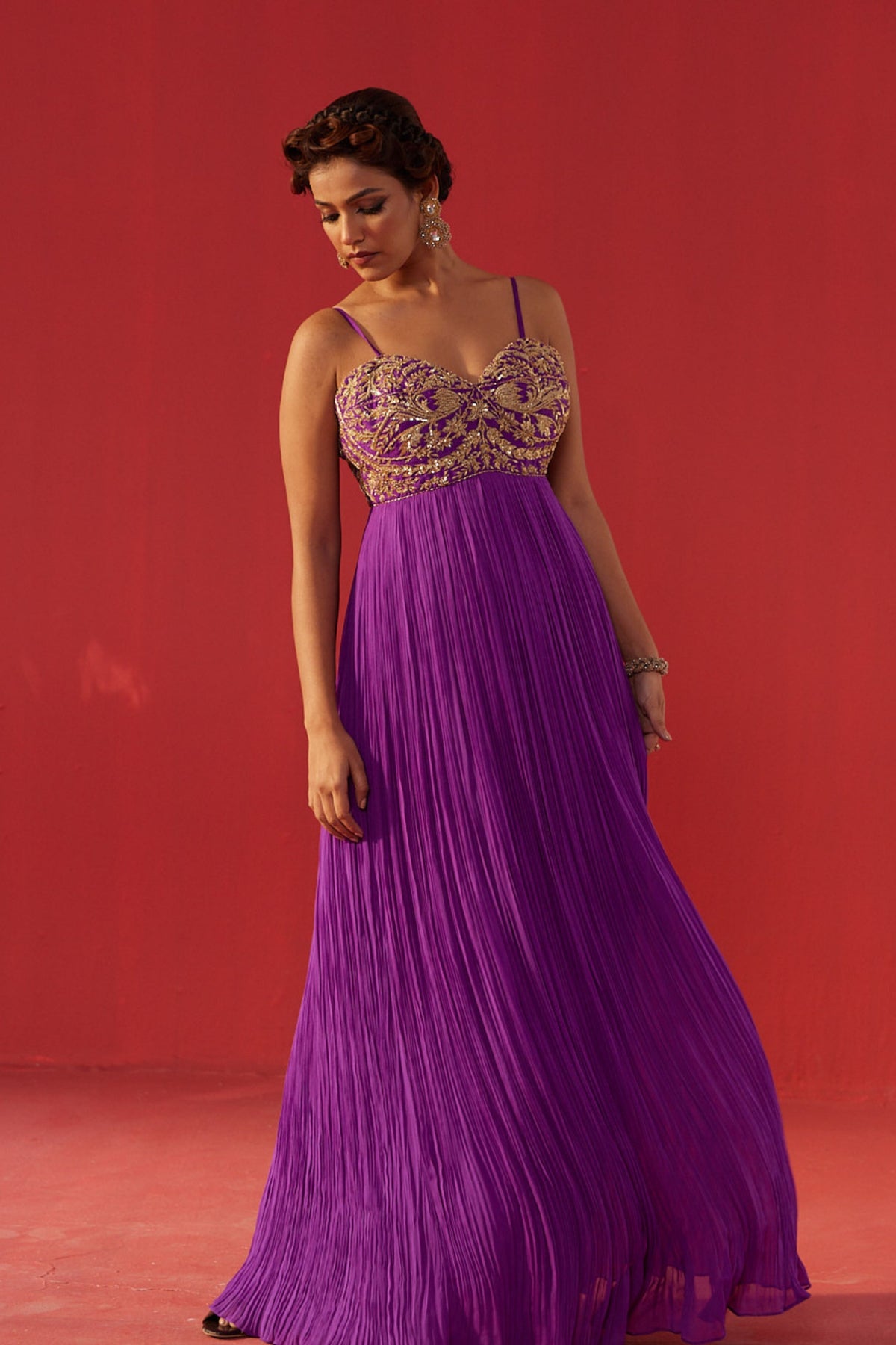 Purple Embroidered Anarkali