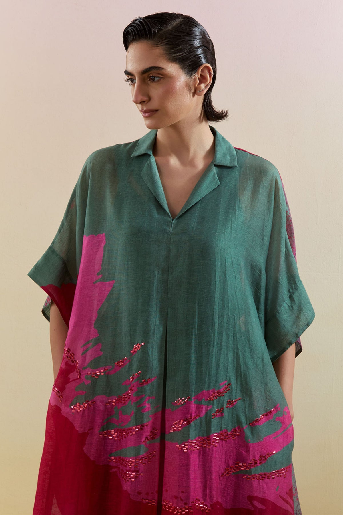 Gliss Green & Pink Kurta Set
