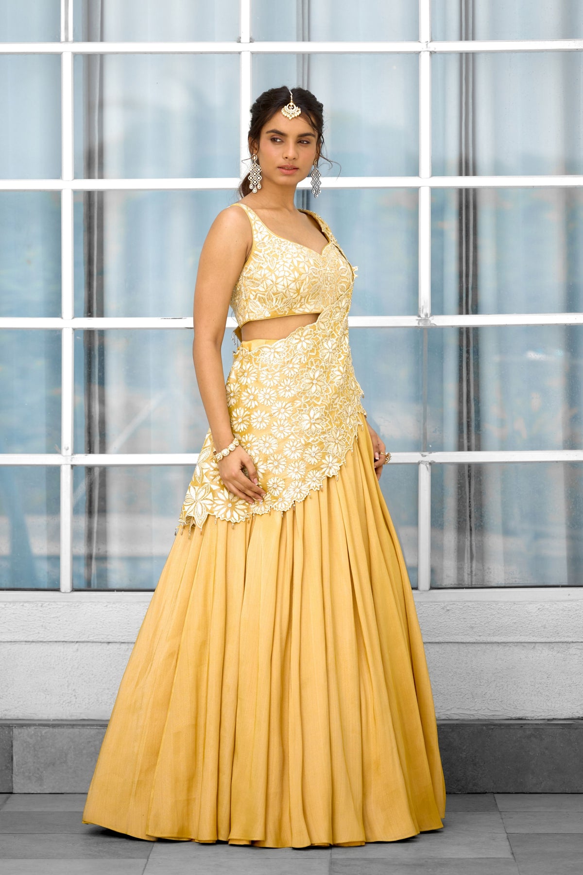 Marigold Muse Draped Lehenga Set