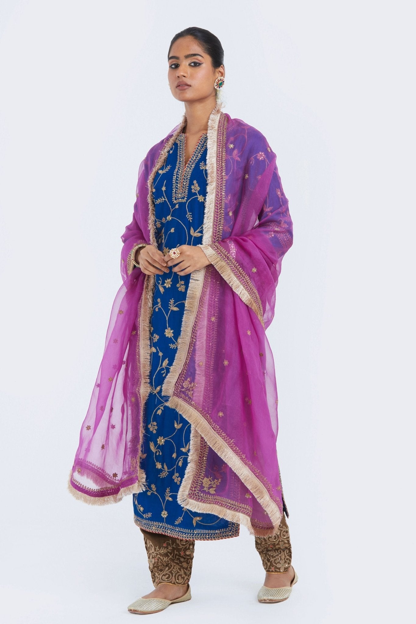 Chelsea Blue Kurta Set - Kora - Elahe