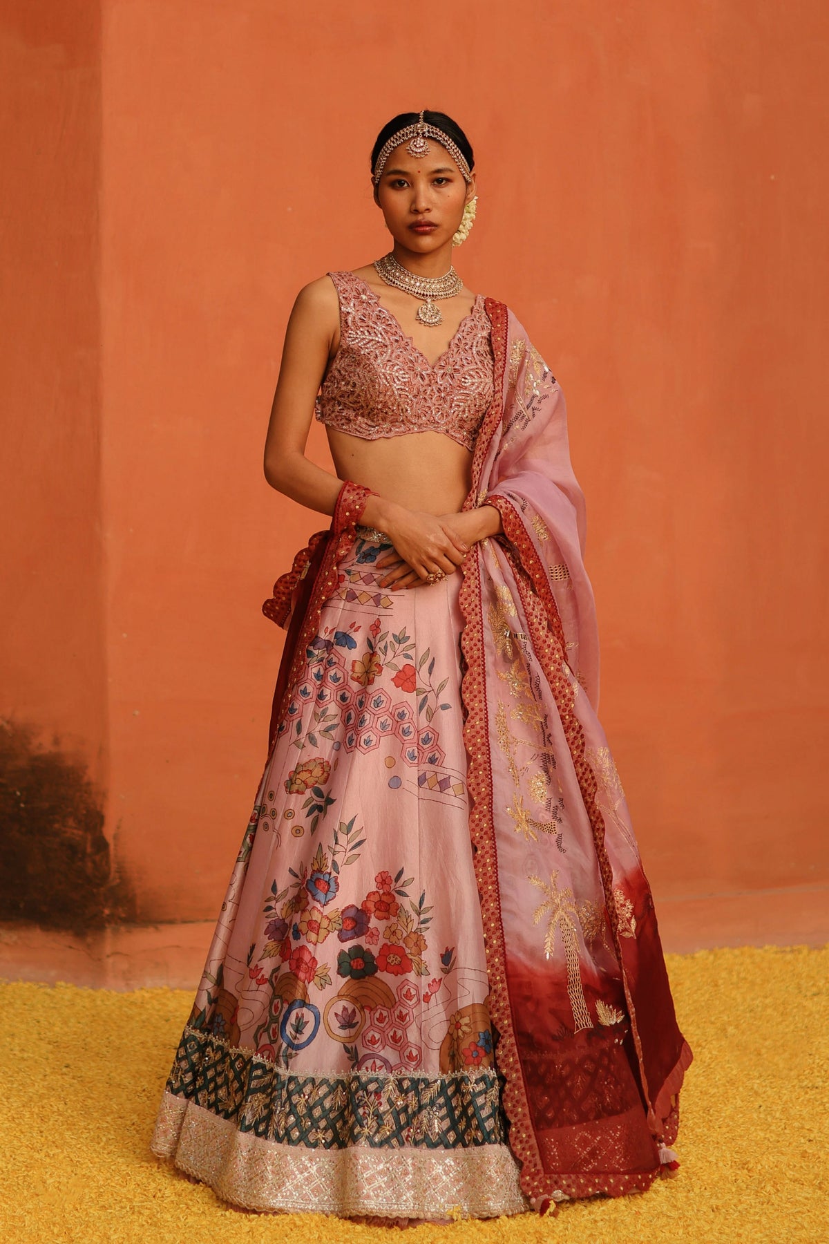 Lavender Kalam Lehanga Set