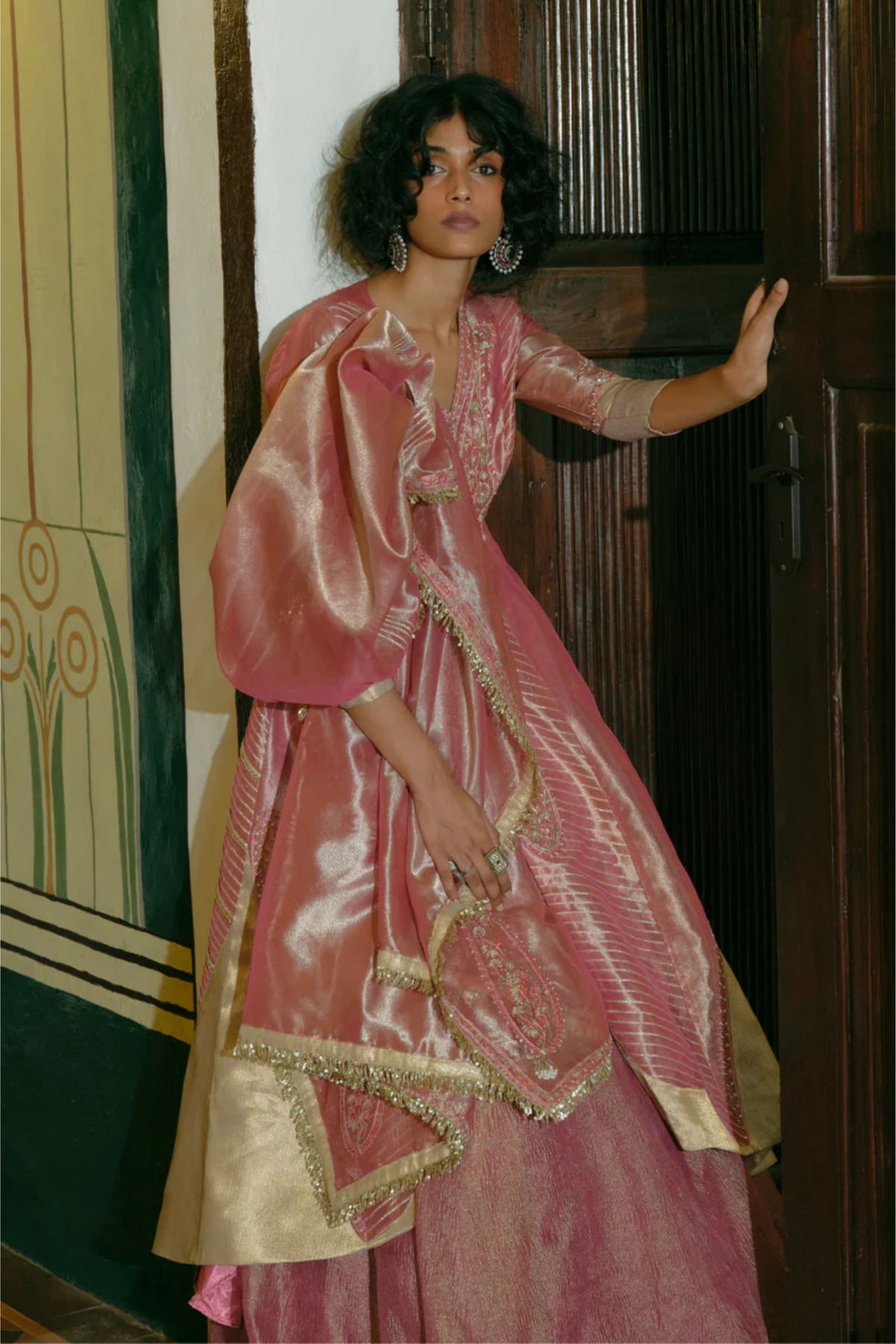 Pink Silk  Jacket Set