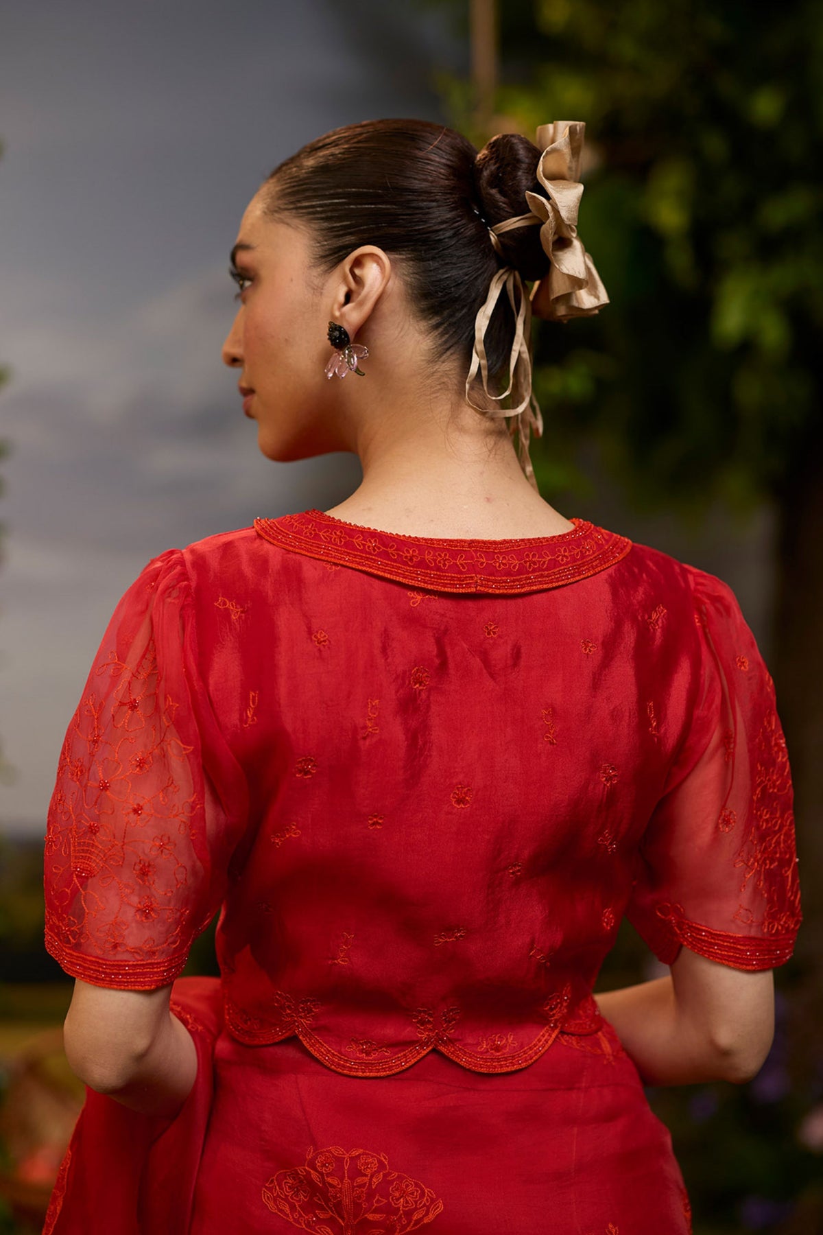 Framed in Bloom Embroidered Red Blouse