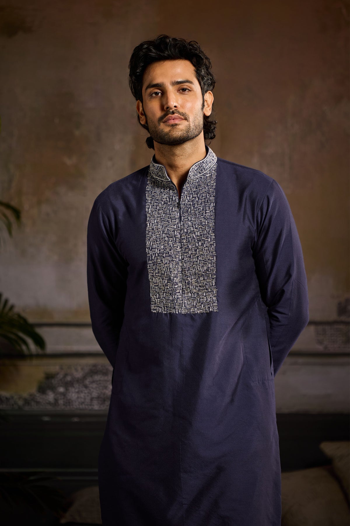 Dark Blue Silver Kurta set