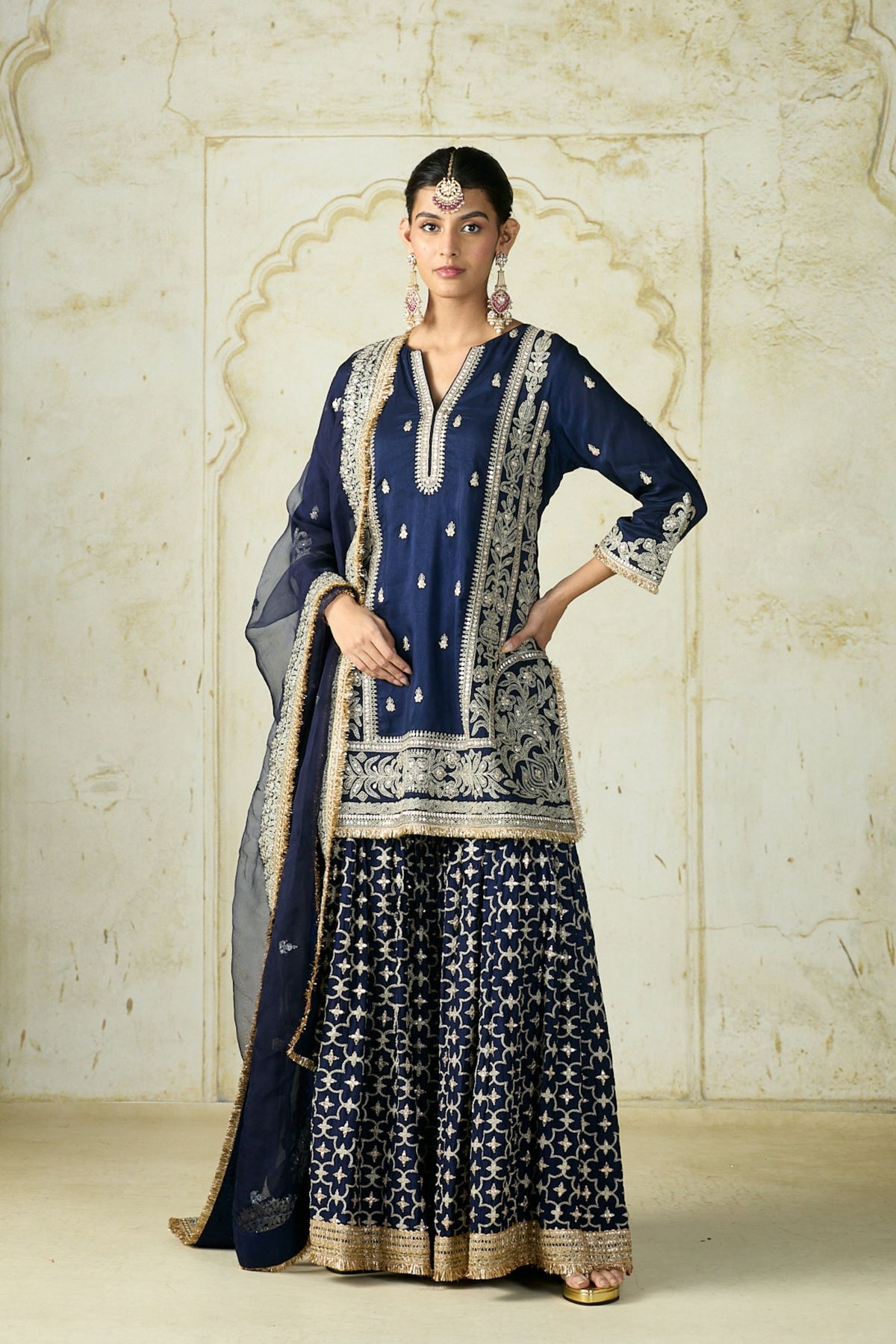 Navy Mumtaz Sharara Set
