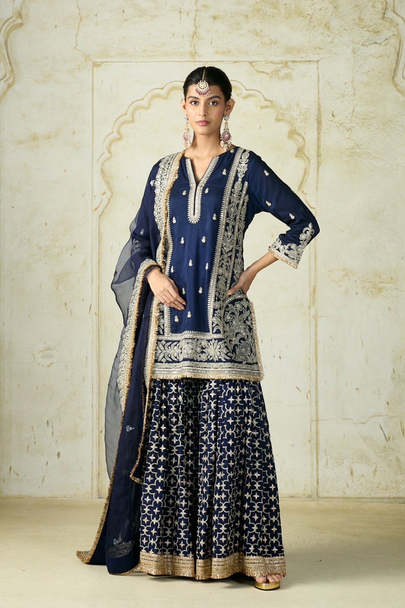 Navy Mumtaz Sharara Set - Gopi Vaid - Elahe