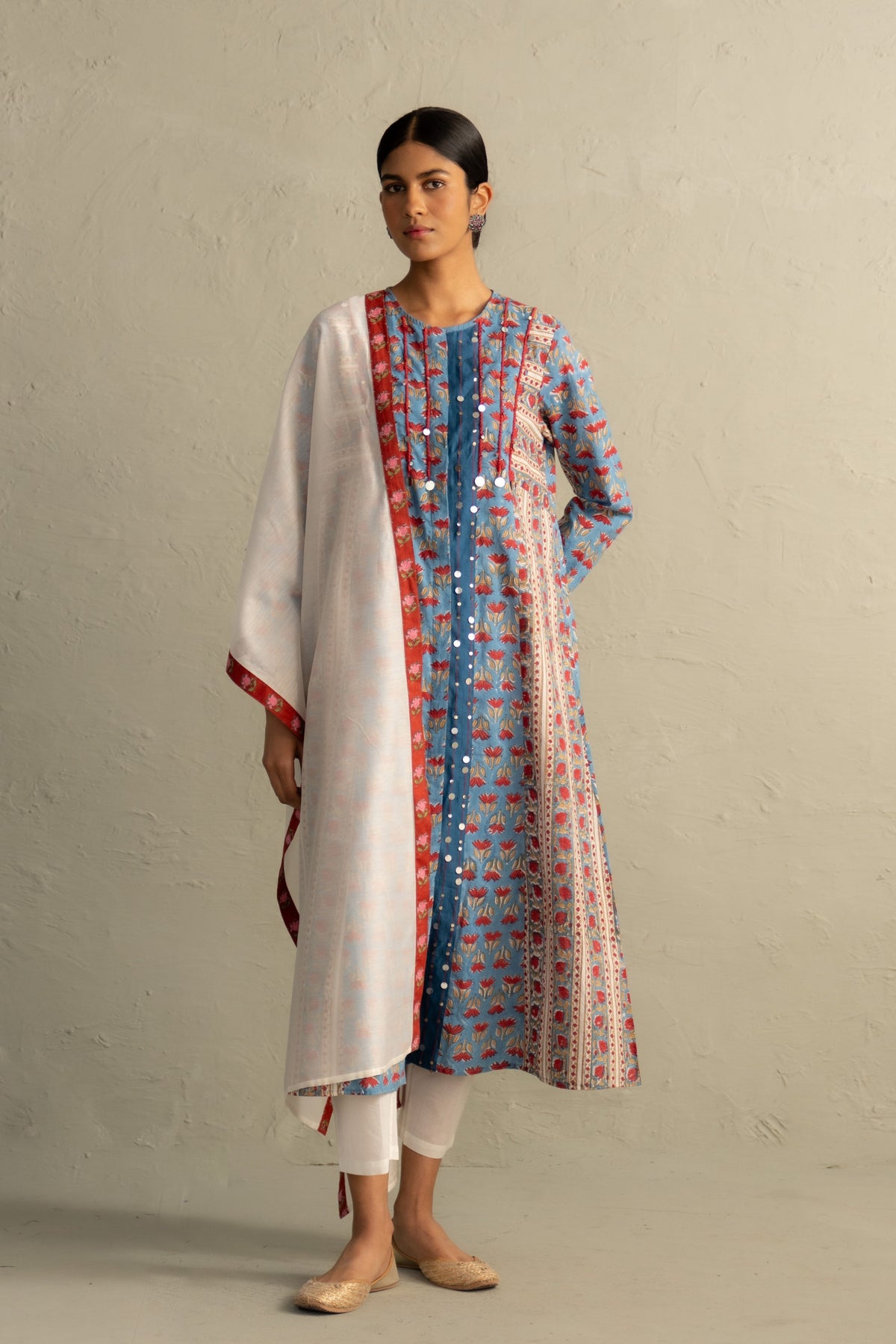 Blue Placket Kurta Set