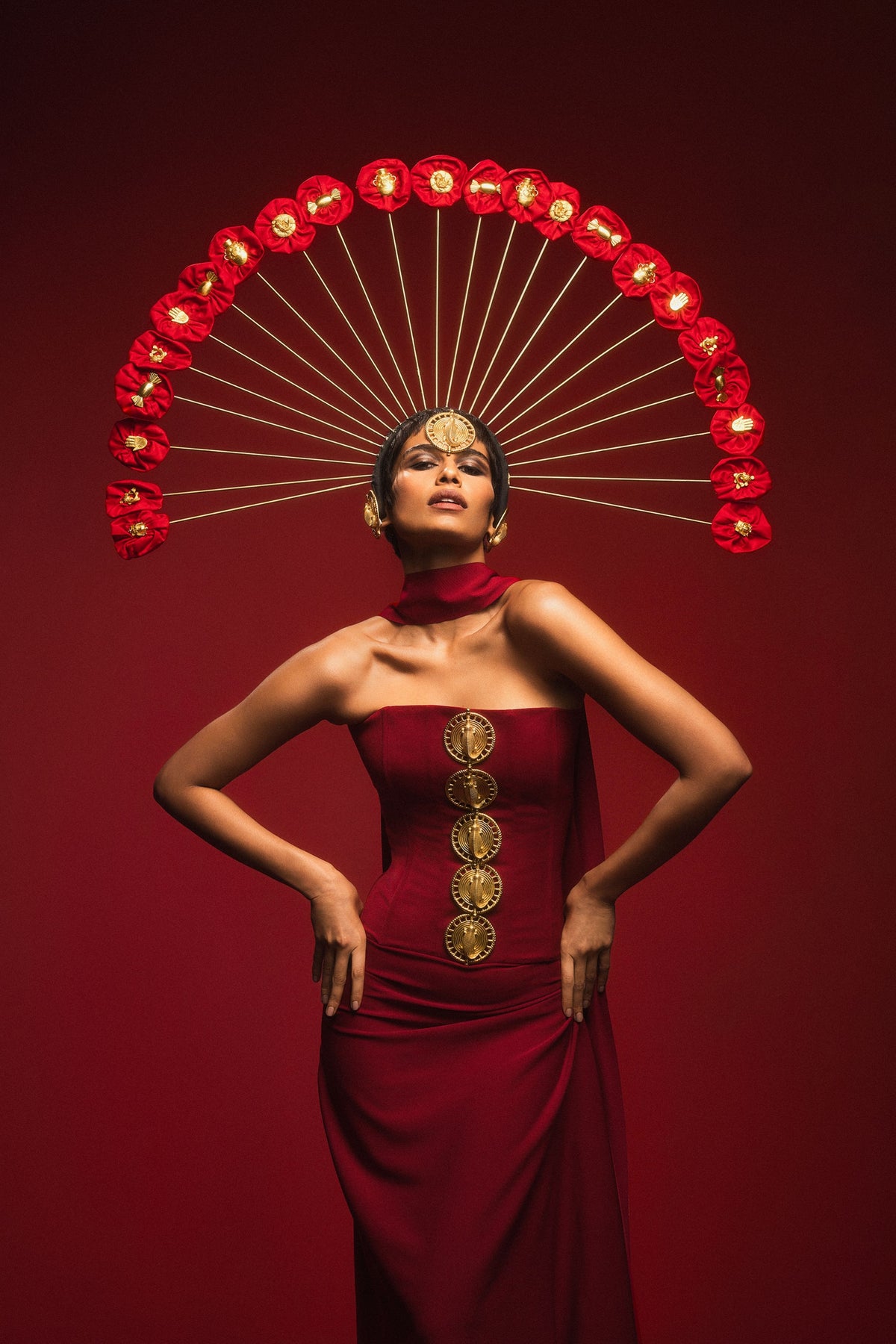 The Ghana Gator Corset Set in Red
