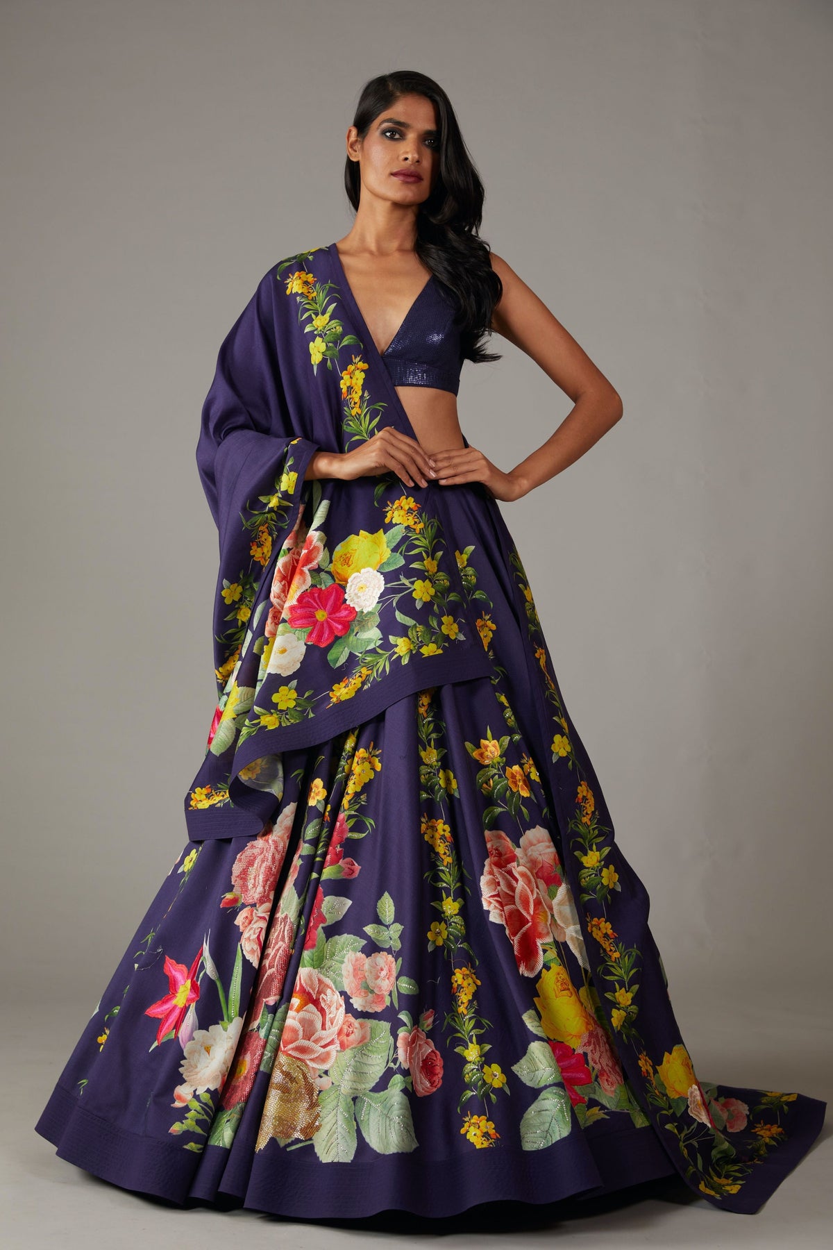 Chanderi Printed Lehenga Set