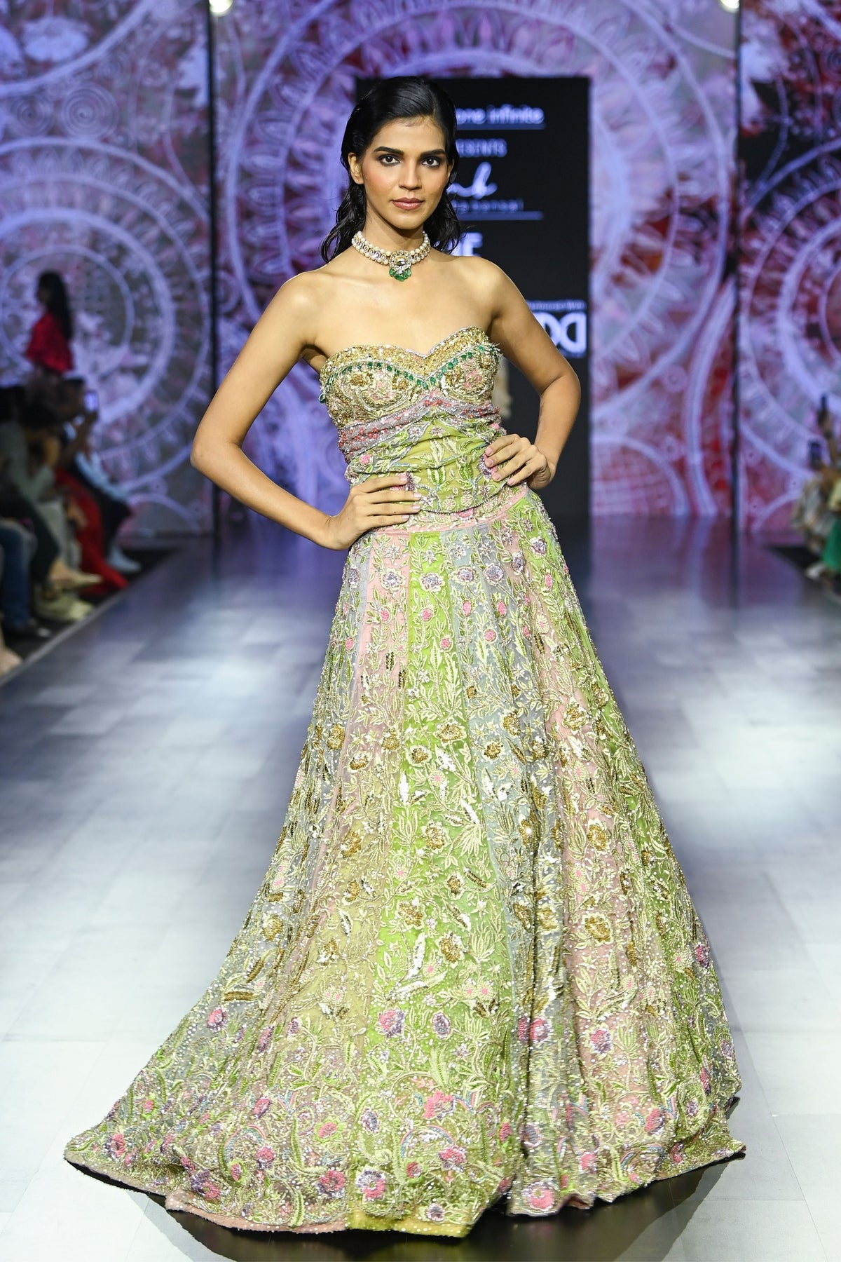 Satrangi Swarna Lehenga With Corset