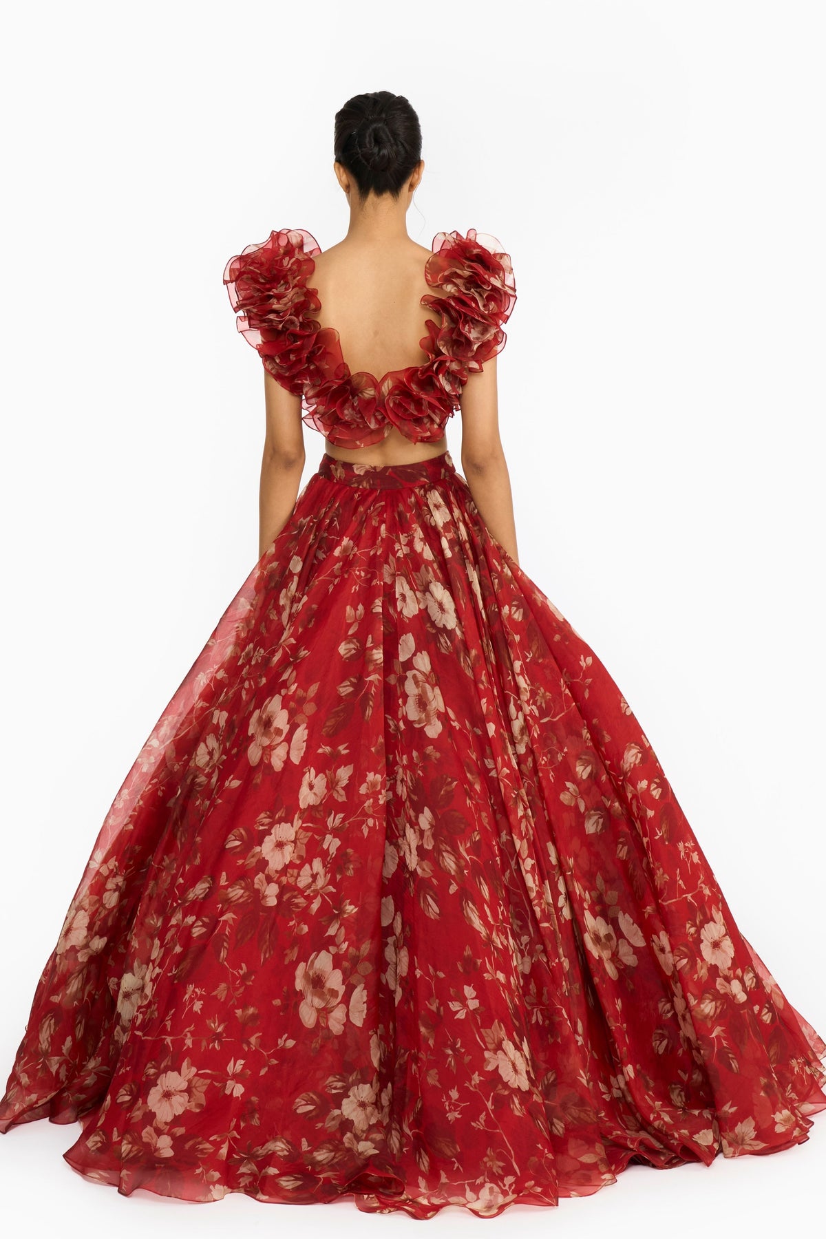 Red Forest Lehenga Set