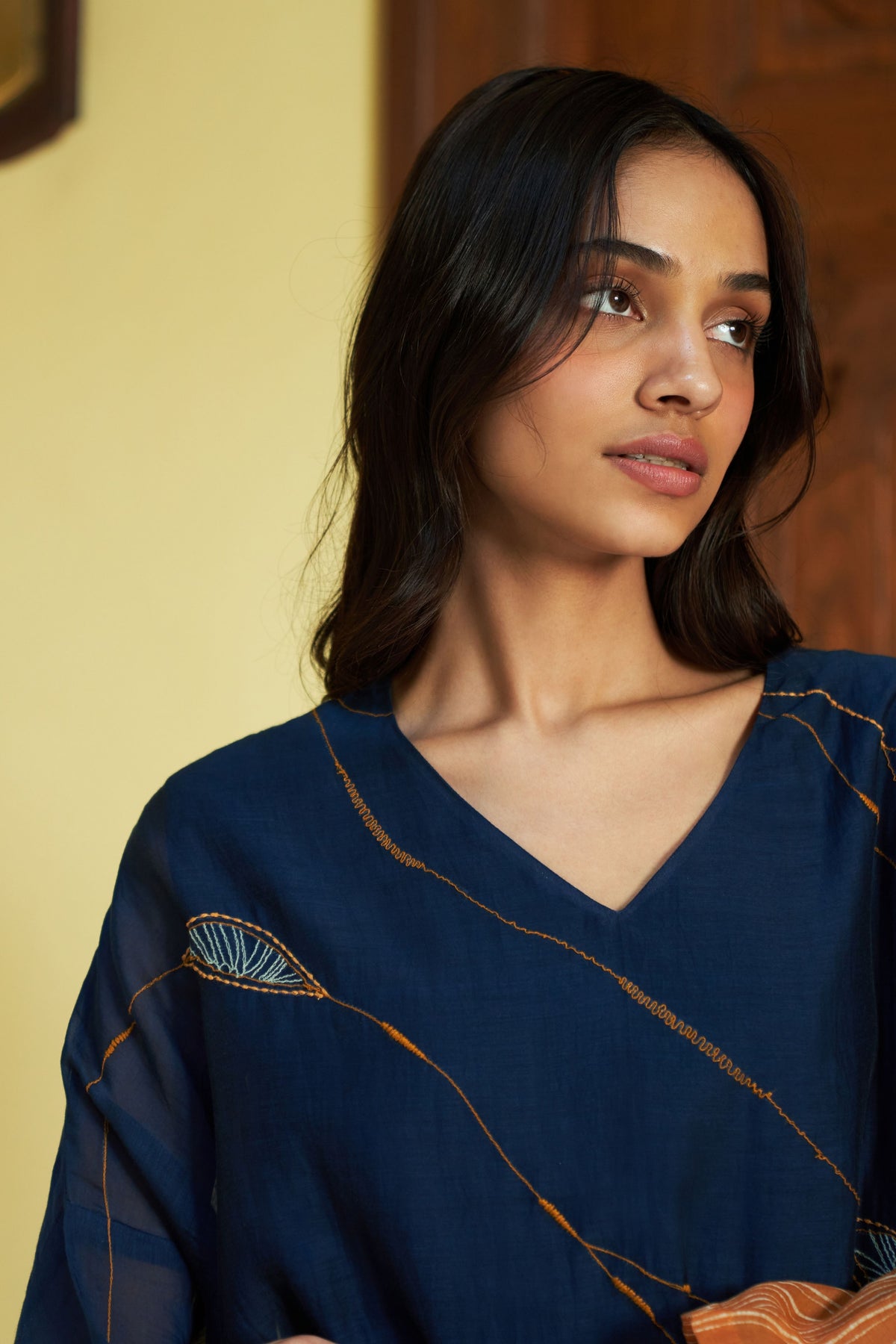 Indigo Embroidered Kurta