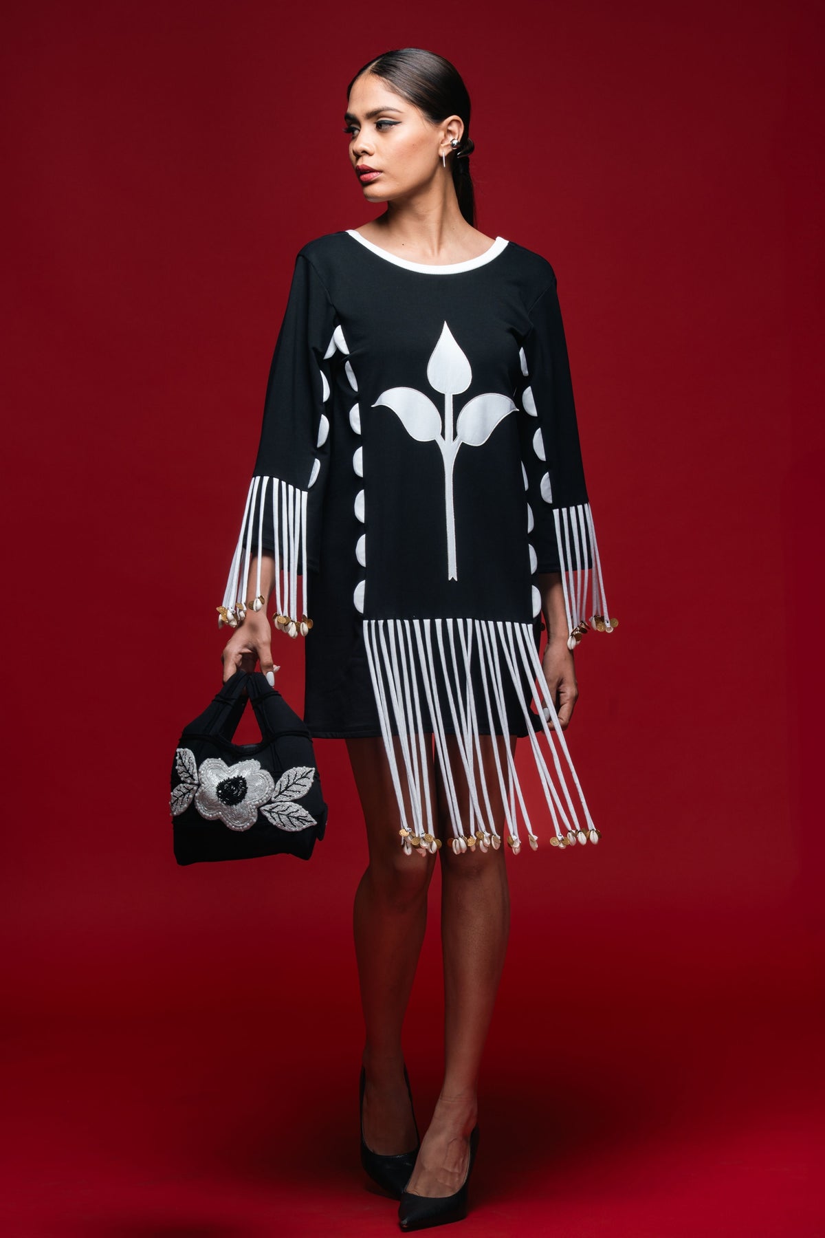 Trident Motif Mini Dress