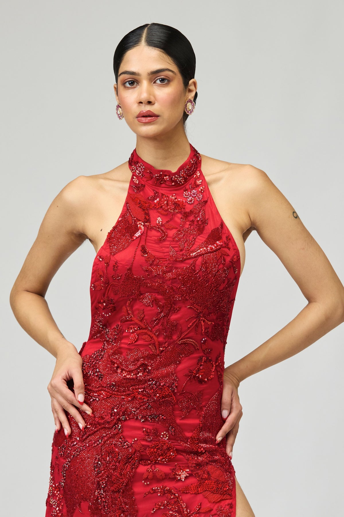 Red Embellished Gown