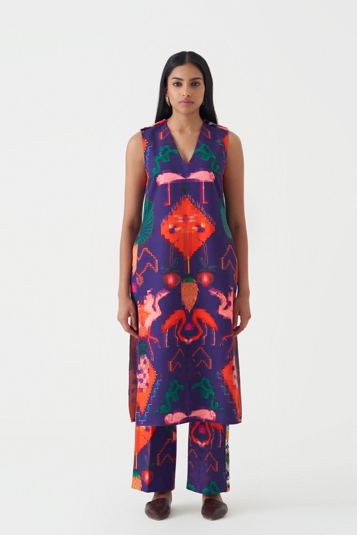 Crepe Oaxaca Morado Kurta Pant Set