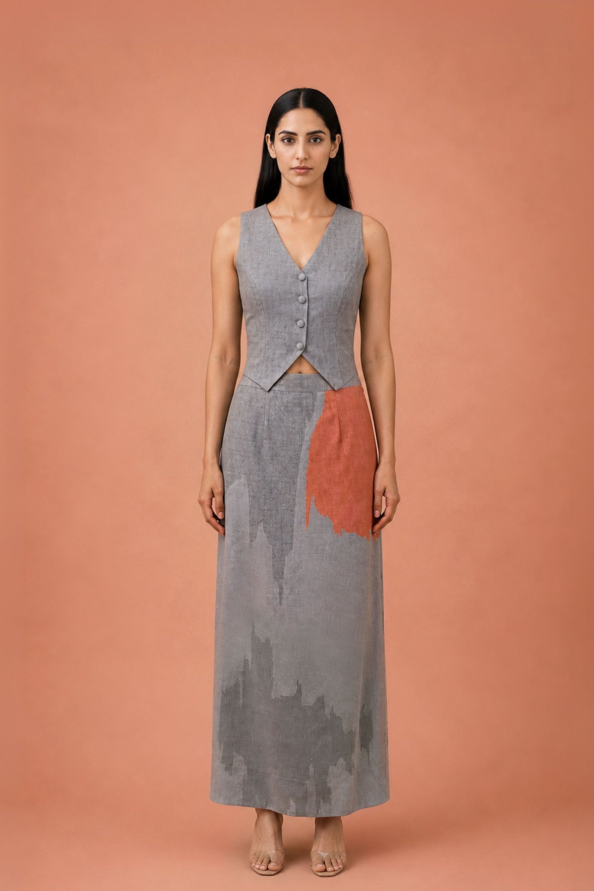 Ikat Rose Grey Jacket Set