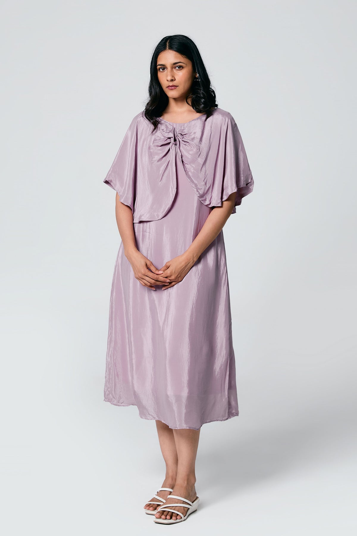 Lilac Midi- Bow Dress