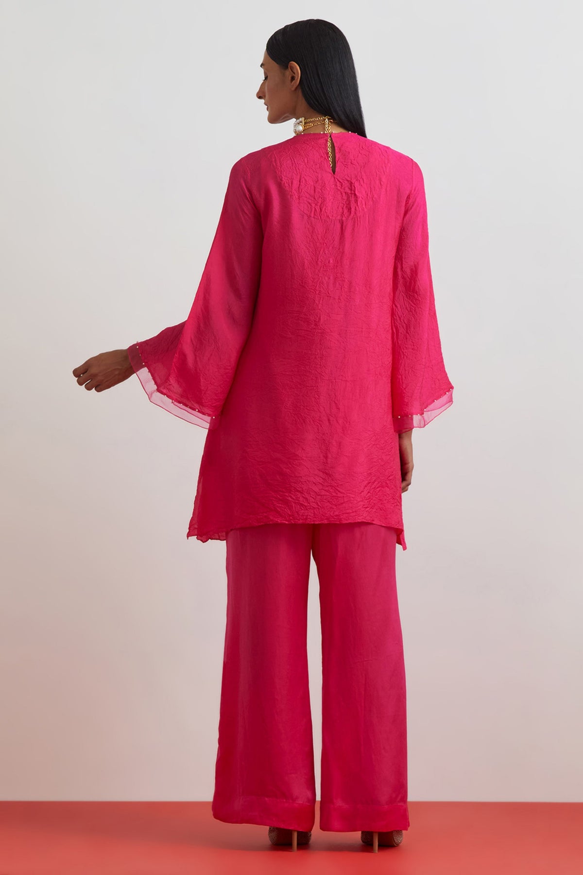 Hot Pink Crushed Tunic Set