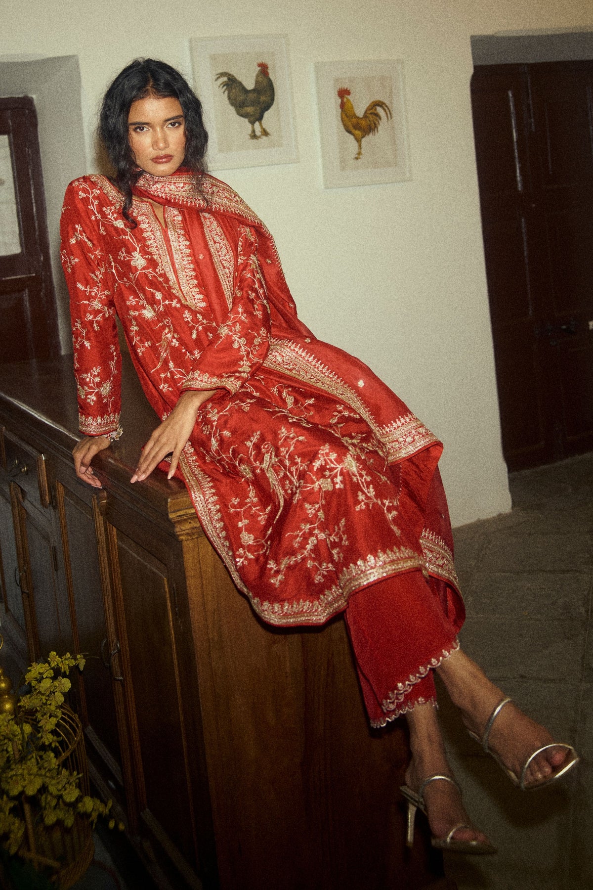 Aari Parrot Straight Cut Kurta Set
