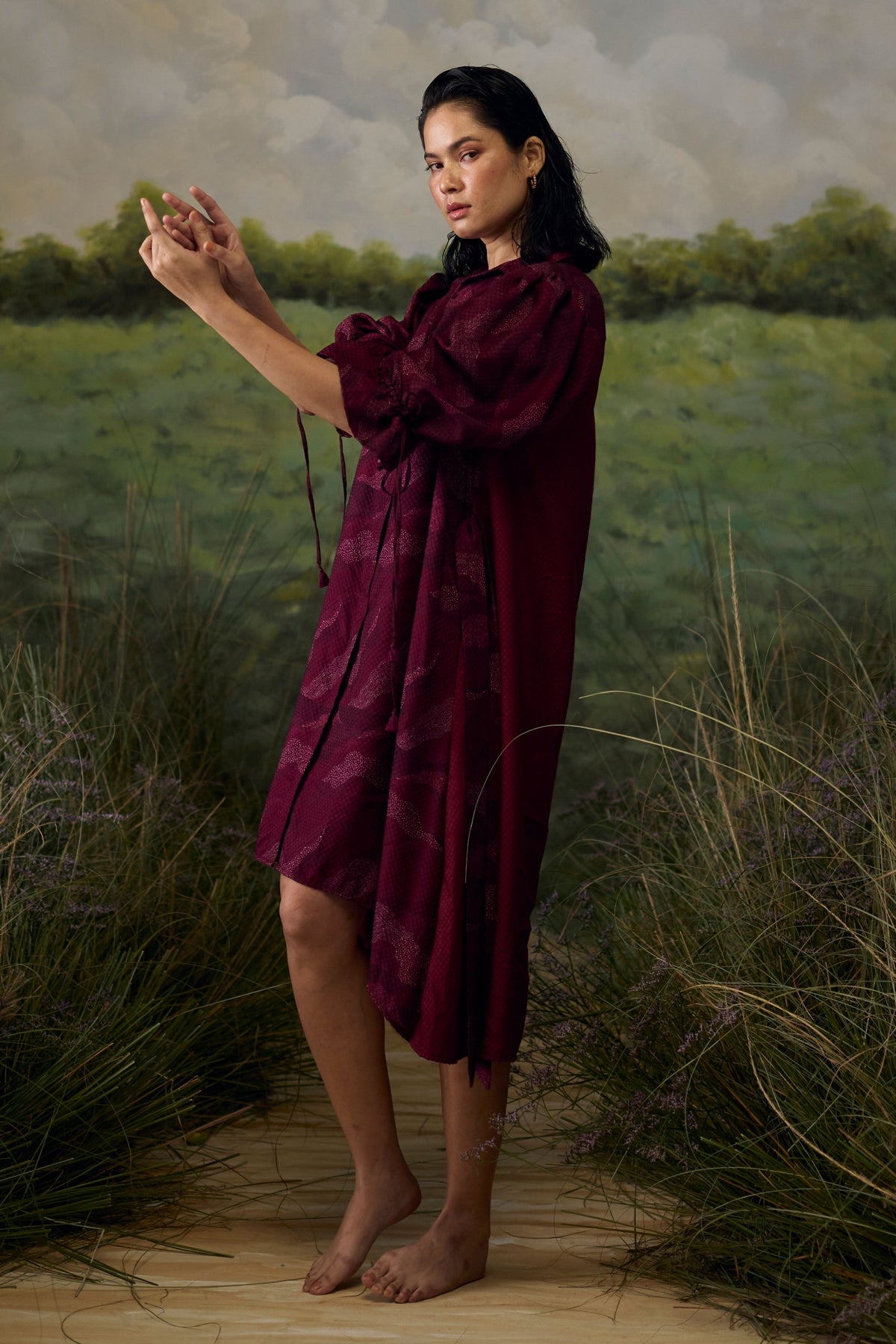 Crimson Textured Dress