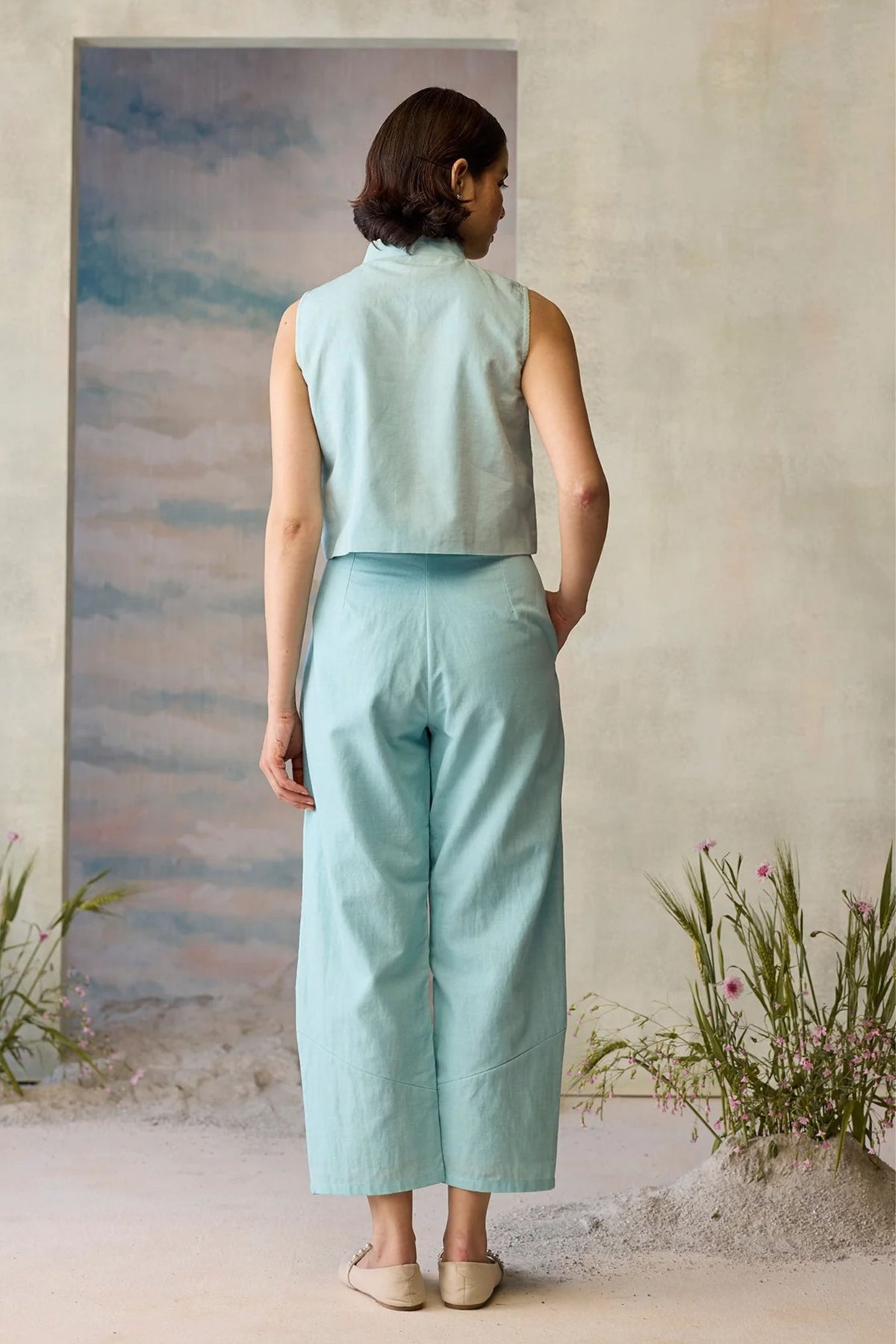 Azure Pleated Pants