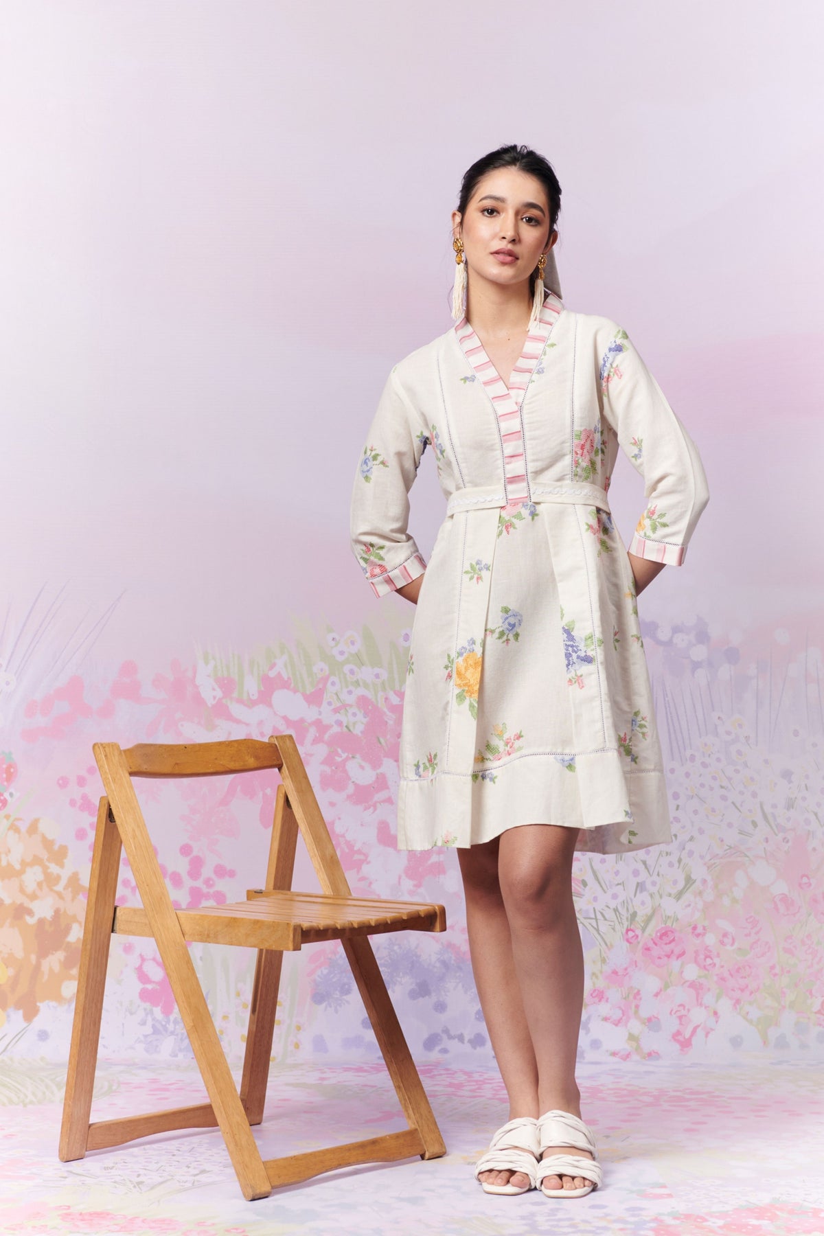 Summer Rose Short Dress With Belt