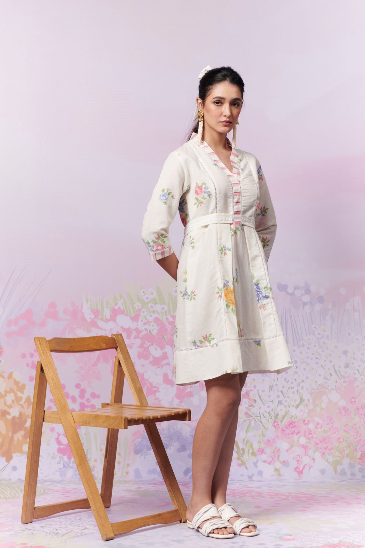 Summer Rose Short Dress With Belt