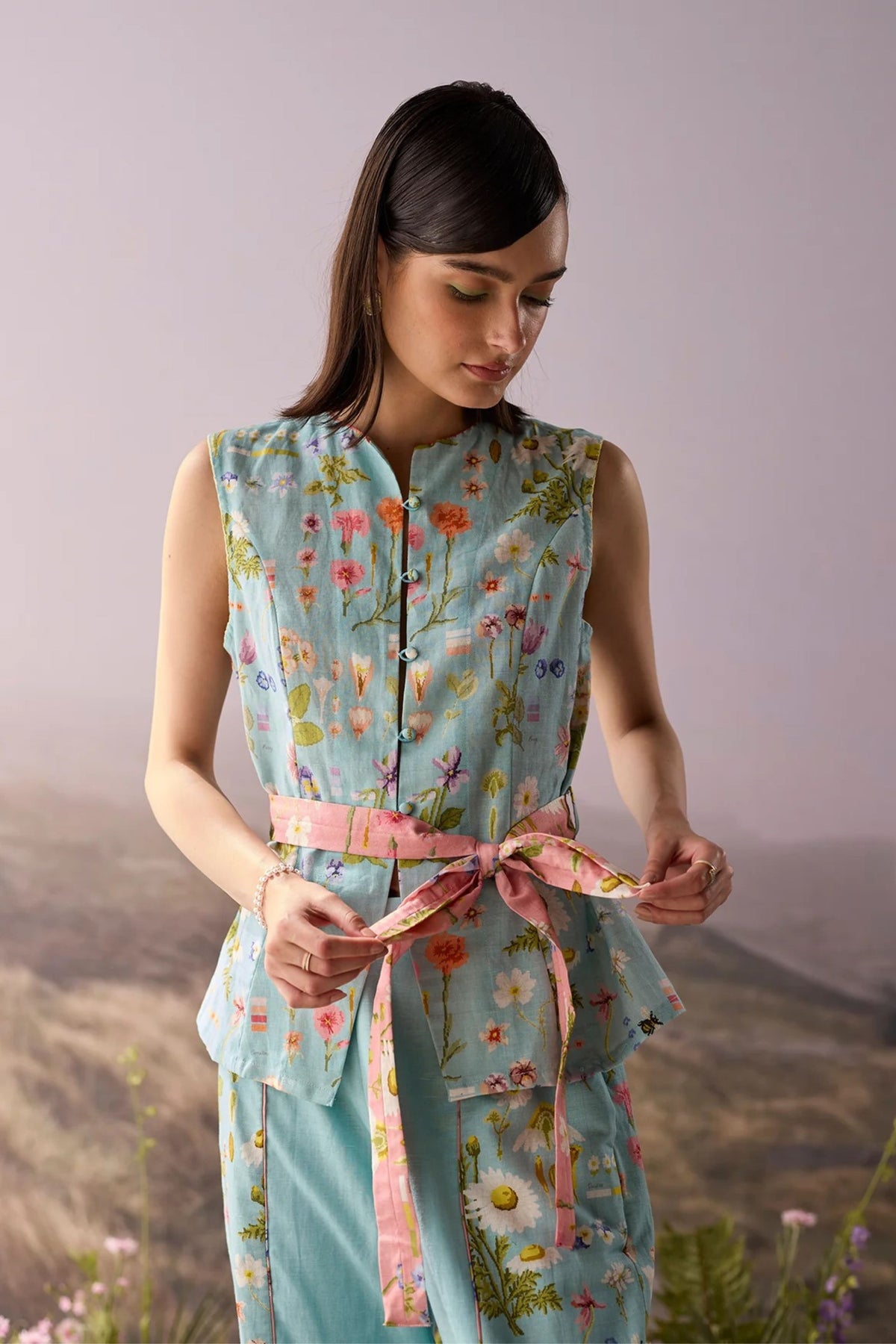 Azure Floral Top