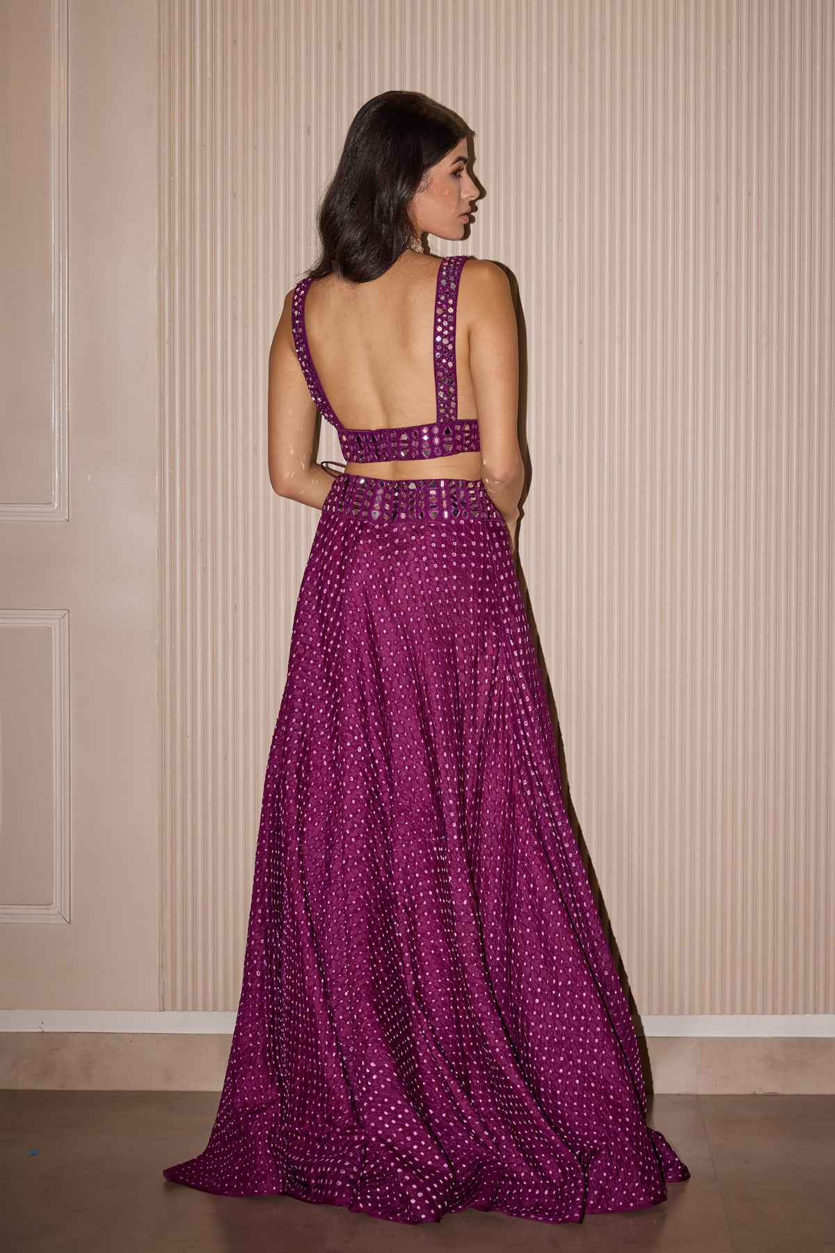 Maidana Bandhani Purple Lehenga