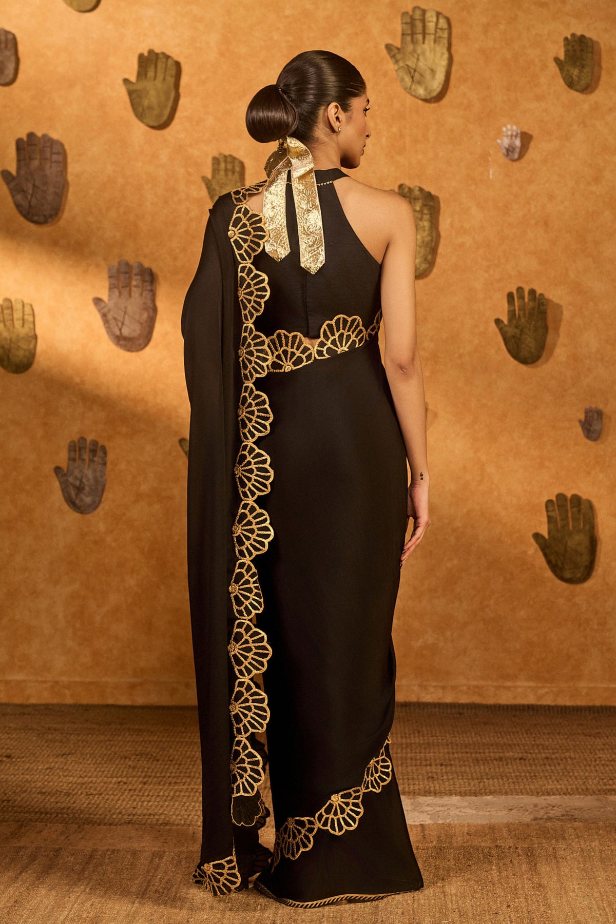 Black Windrose Saree