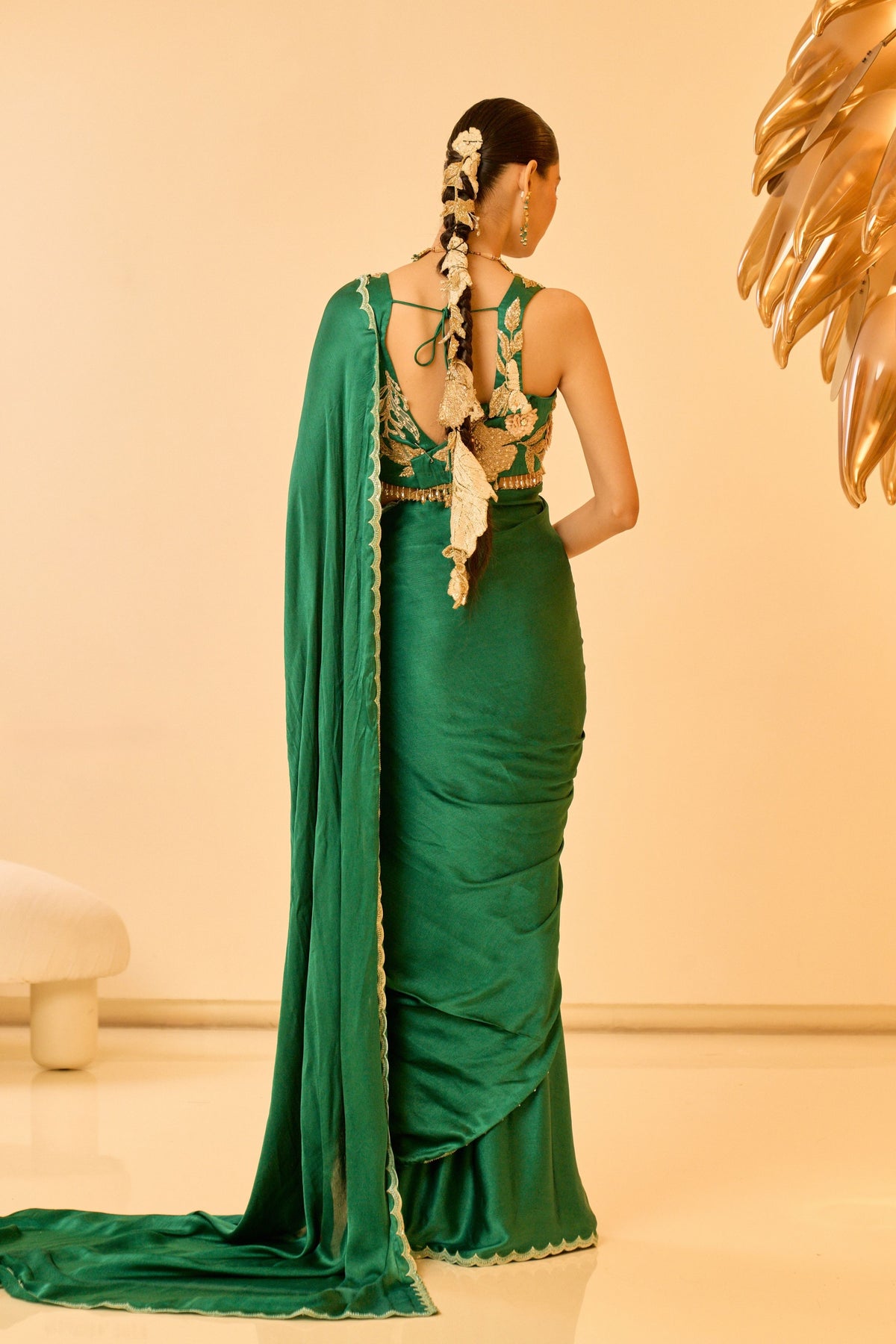 Verdant Draped Saree Set