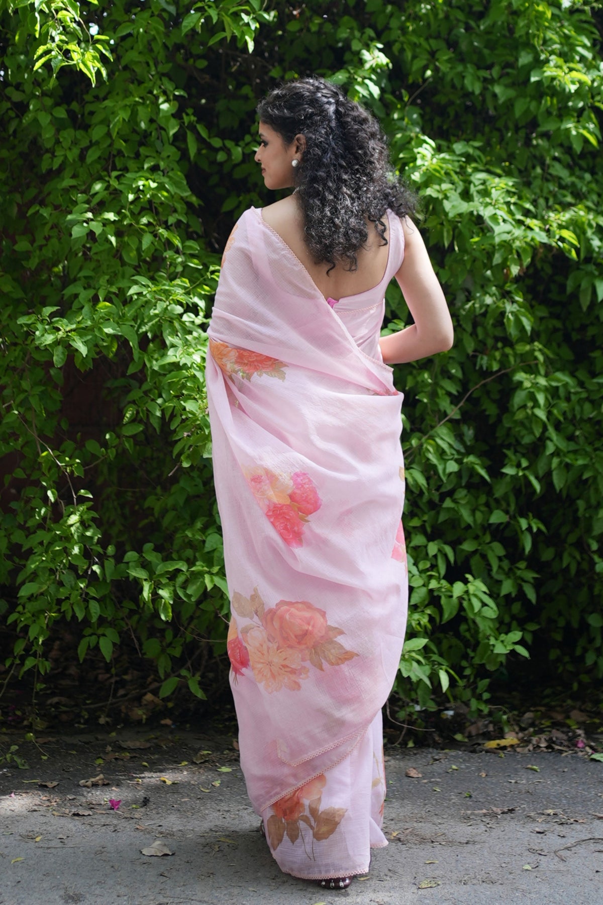 Juhi Lace Charm Peach Saree
