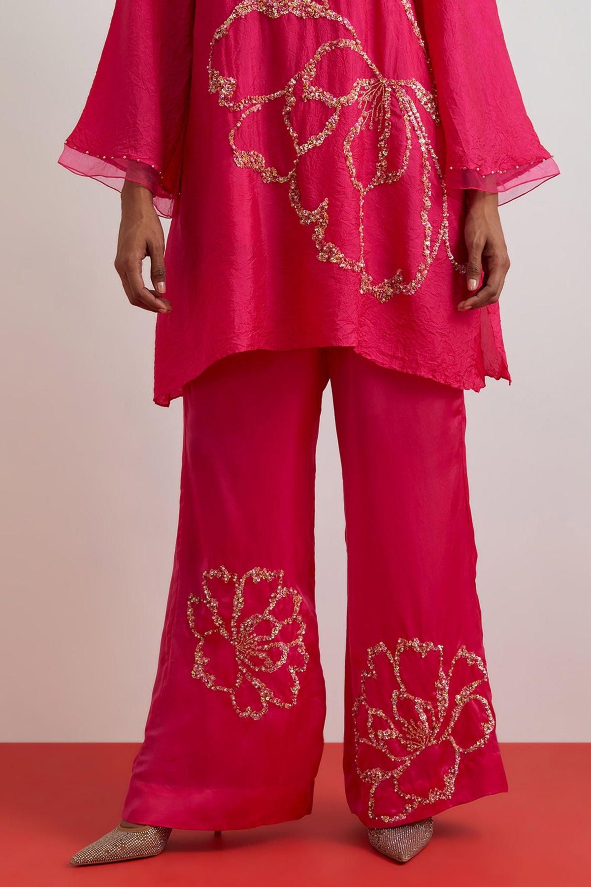 Hot Pink Crushed Tunic Set
