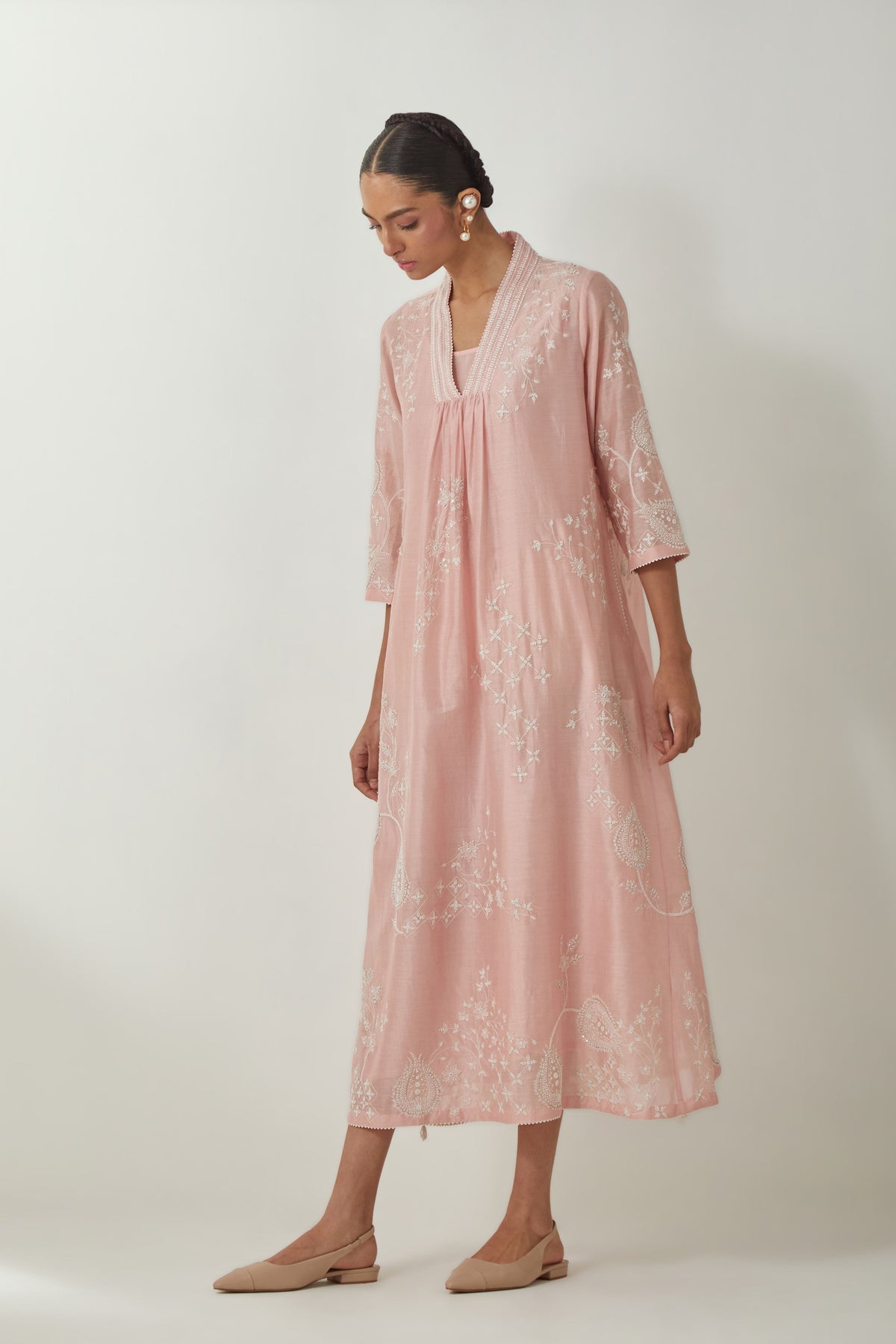 Pink Silk Chanderi Dress