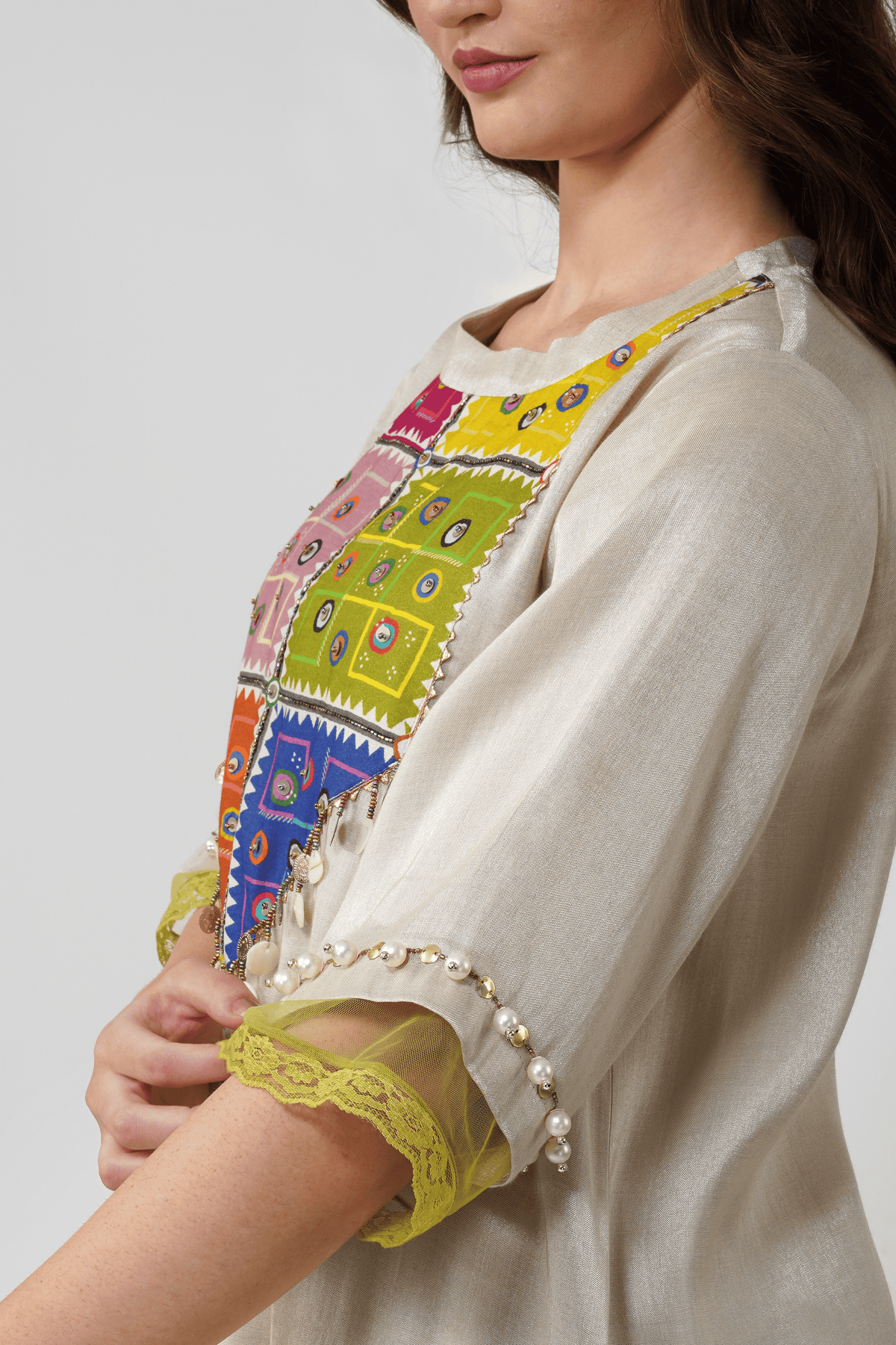 Mirrorwork Printed Maxi Dress