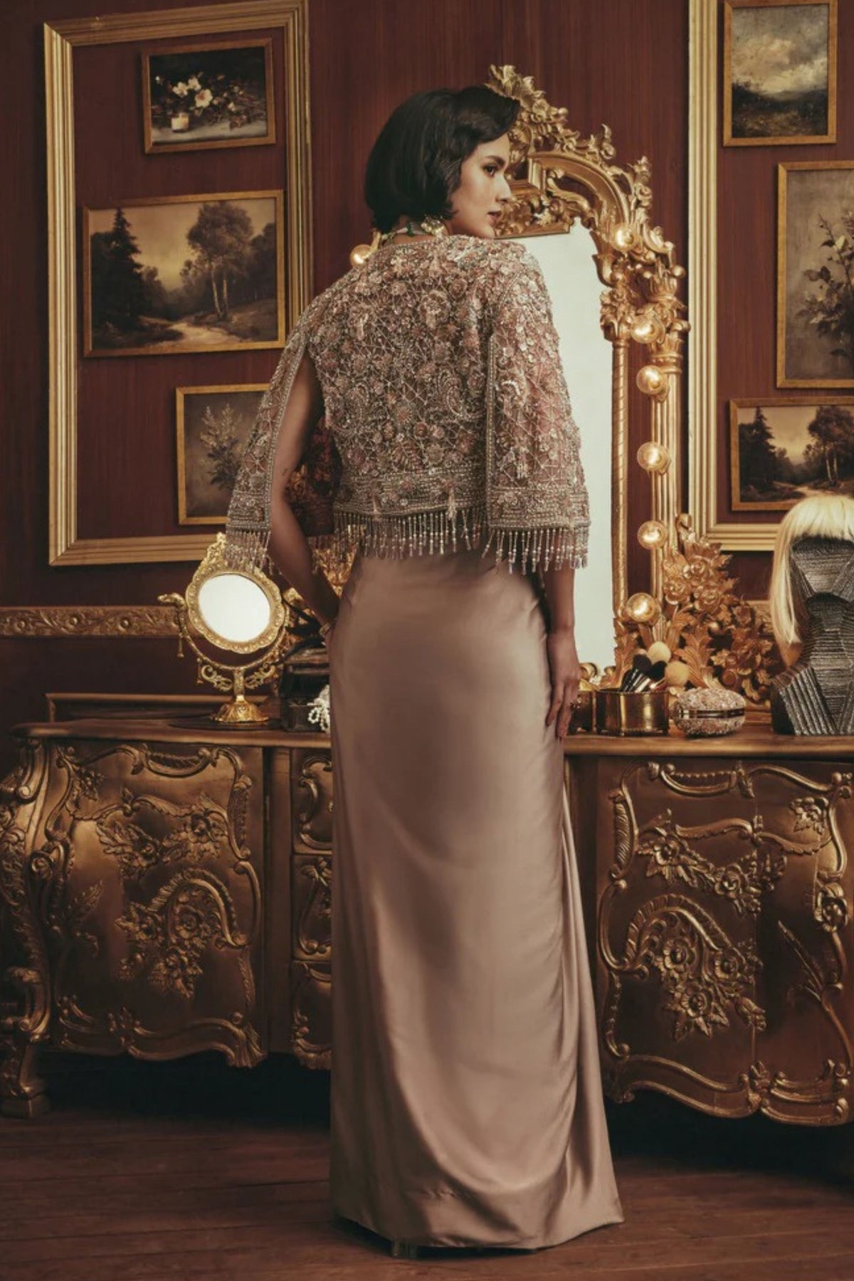 Dorothy Taupe Cape Set